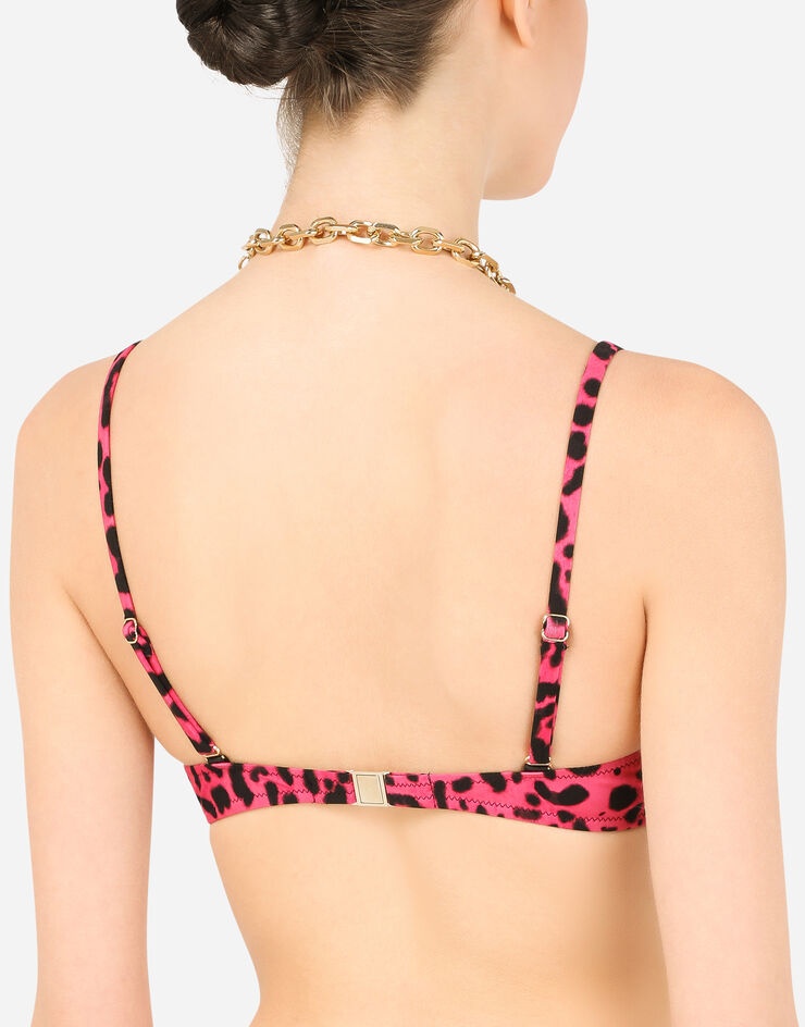 Balconette bikini top with neon leopard print - 5