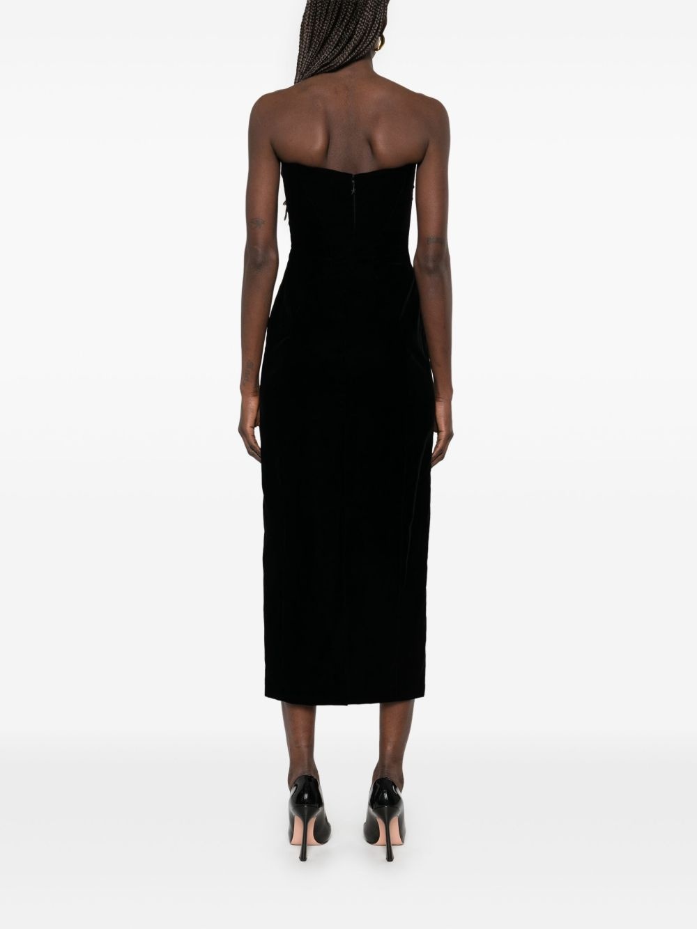strapless velvet maxi dress - 4