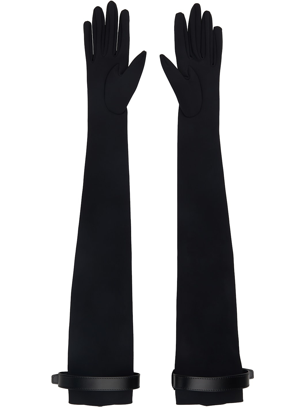 Black Logo Belted Jersey Gloves - 2