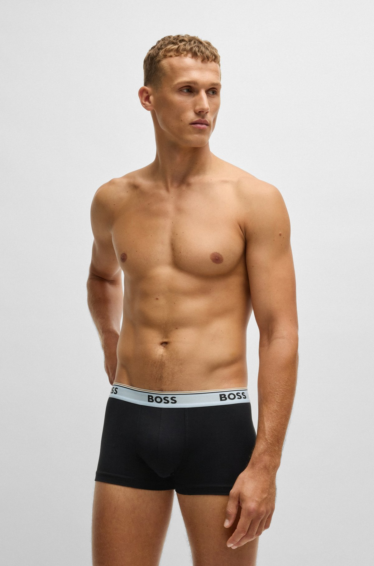 THREE-PACK OF STRETCH-COTTON TRUNKS WITH LOGO WAISTBANDS - 2