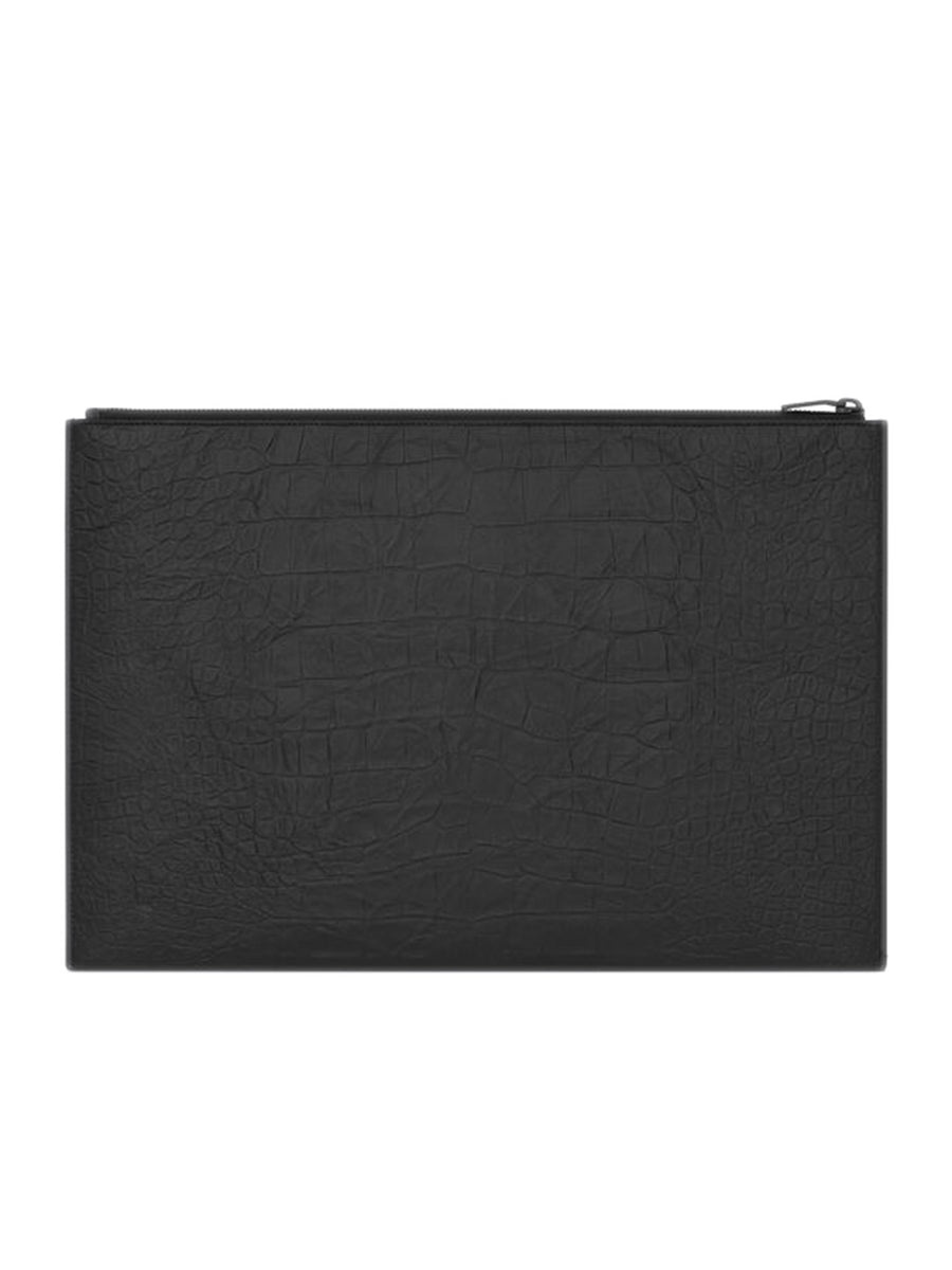 Monogram Document Holder in Crocodile Embossed Leather - 4