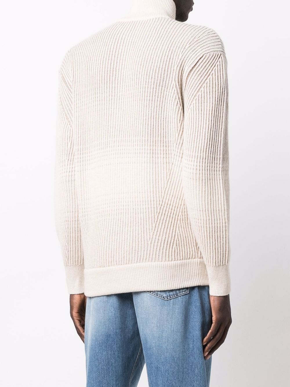 ribbed-knit zip-up jumper - 4