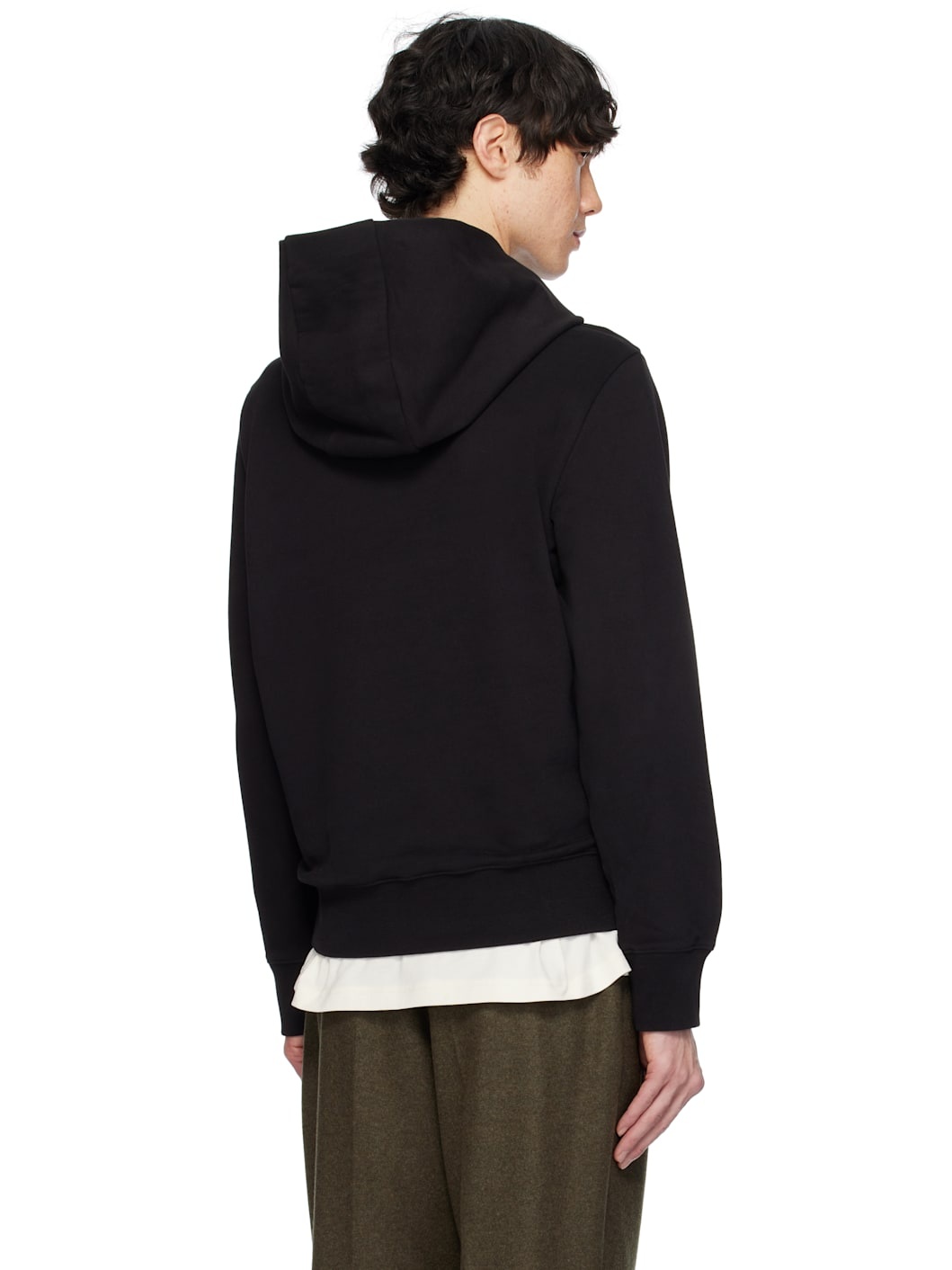 Black Logo Patch Cotton Hoodie - 3