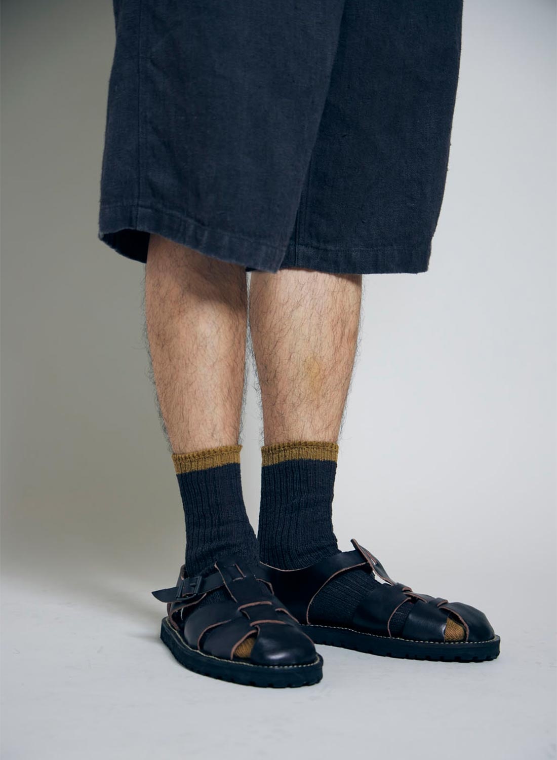 Leather Gurkha Sandal in Black - 2