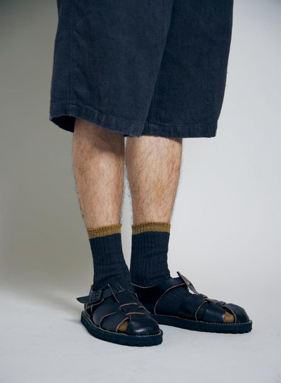 Nigel Cabourn Leather Gurkha Sandal in Black outlook