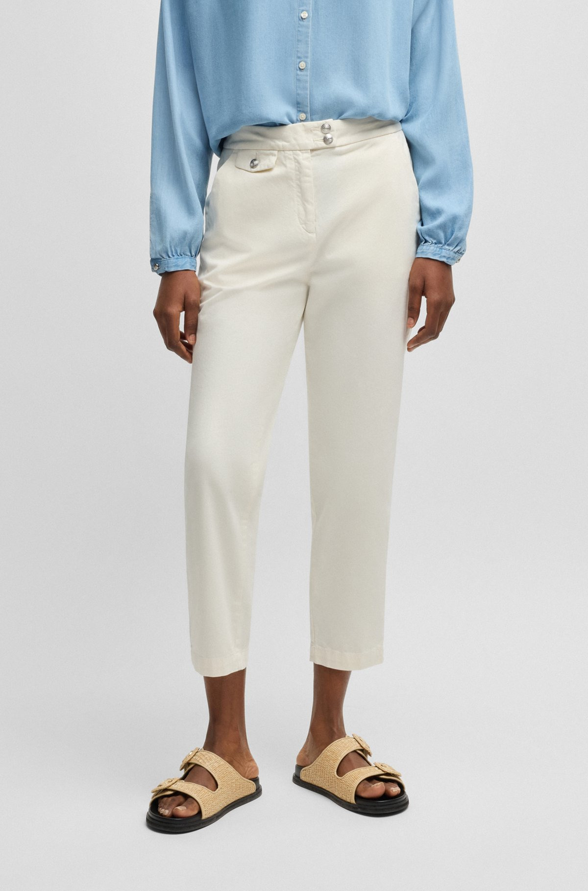 CASUAL CHINOS IN STRETCH-COTTON SATIN - 2