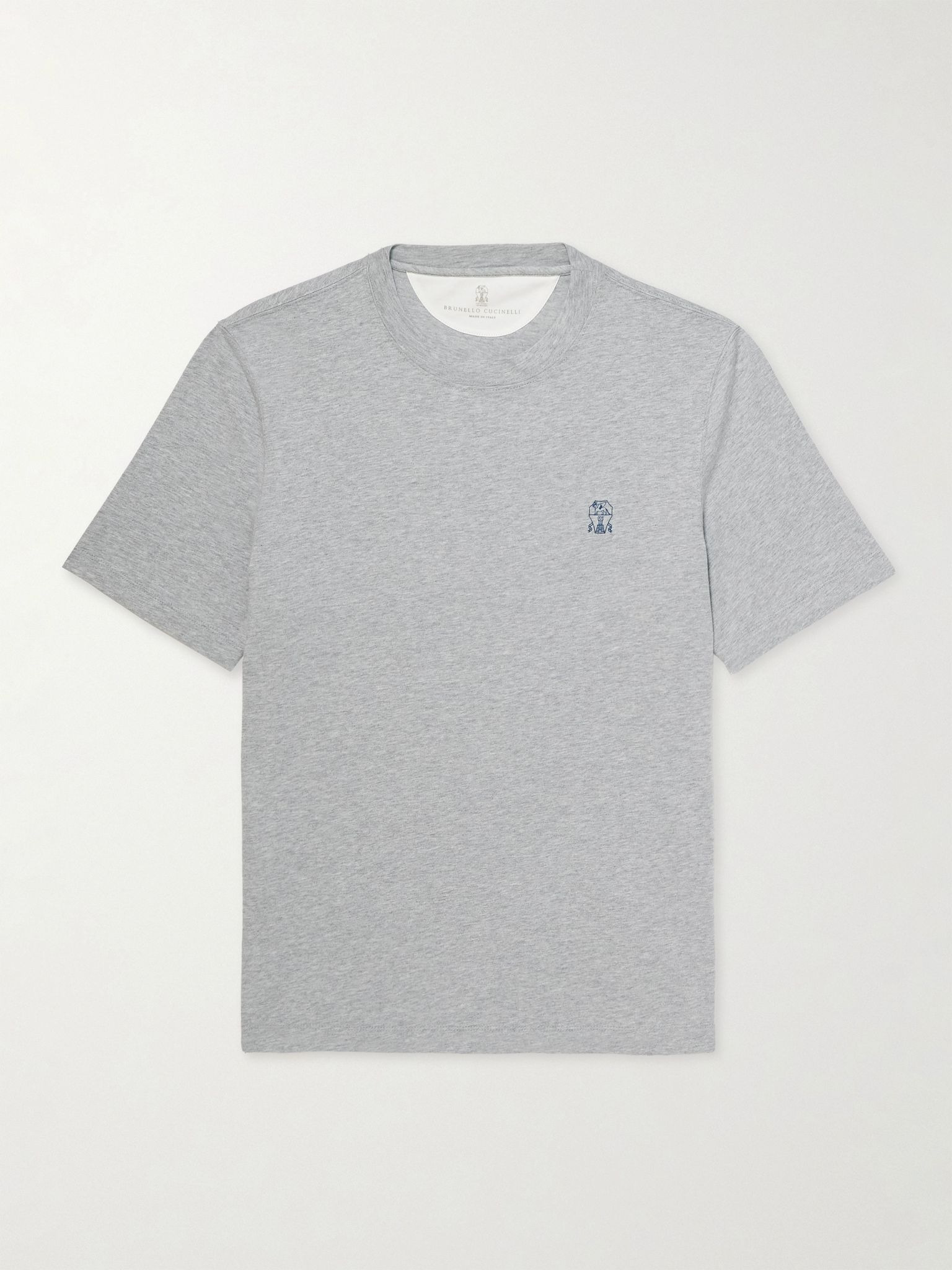 Layered Logo-Print Cotton-Jersey T-Shirt Gray - 1