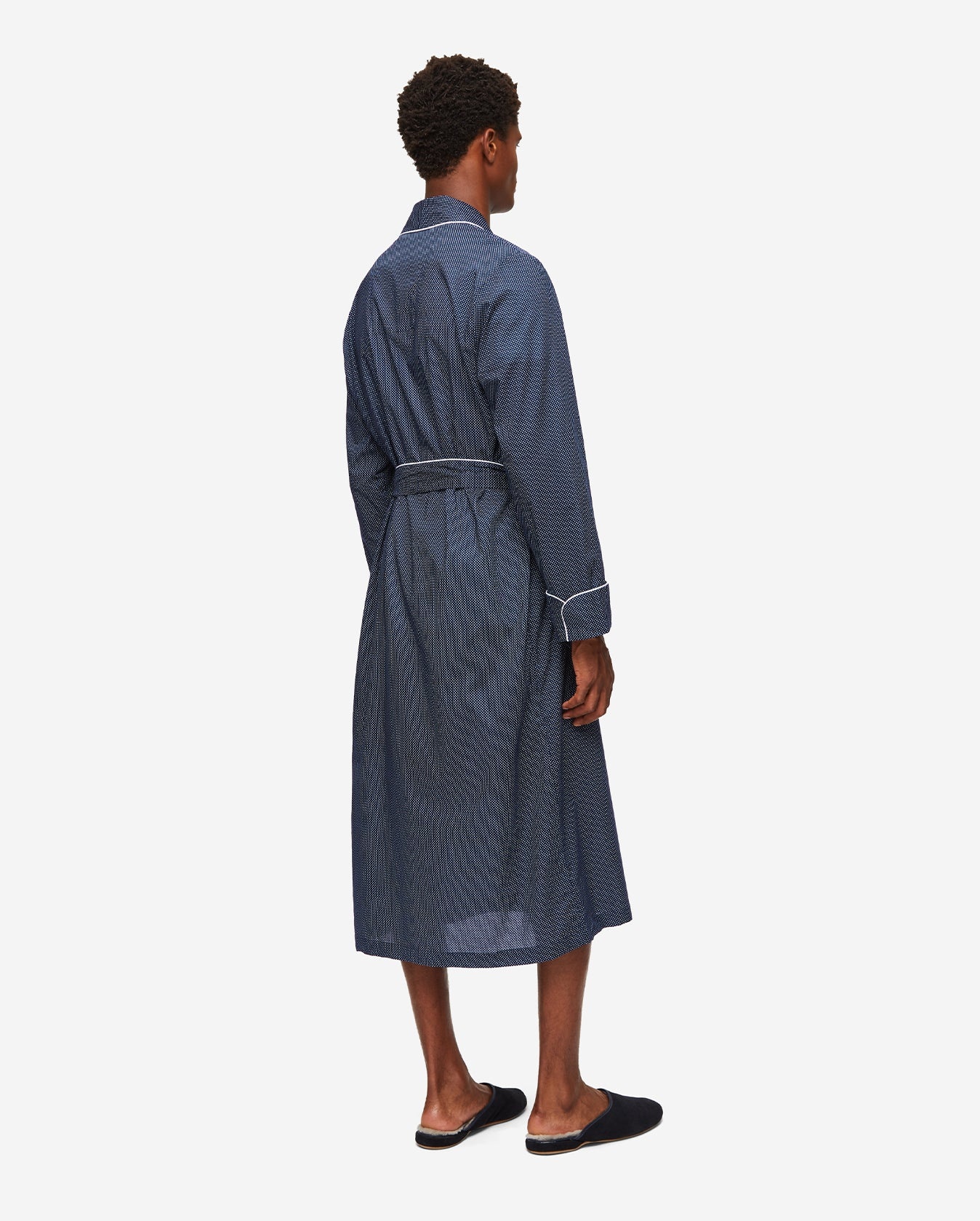 Plaza Robe With Piping - Navy - 2