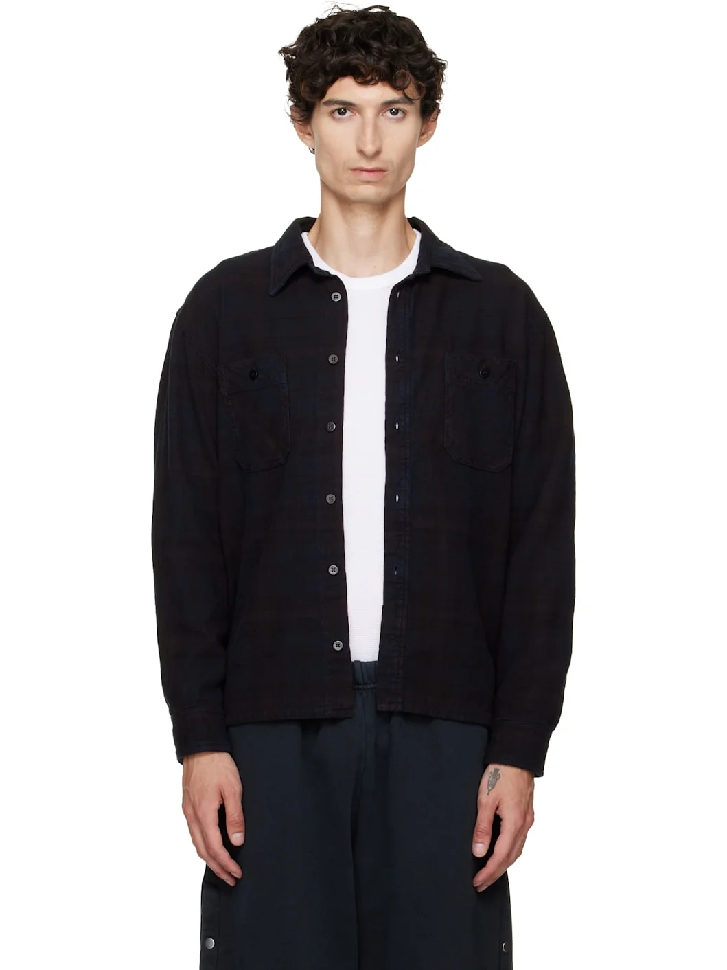 Black Flannel Classic Button Up Shirt - 1