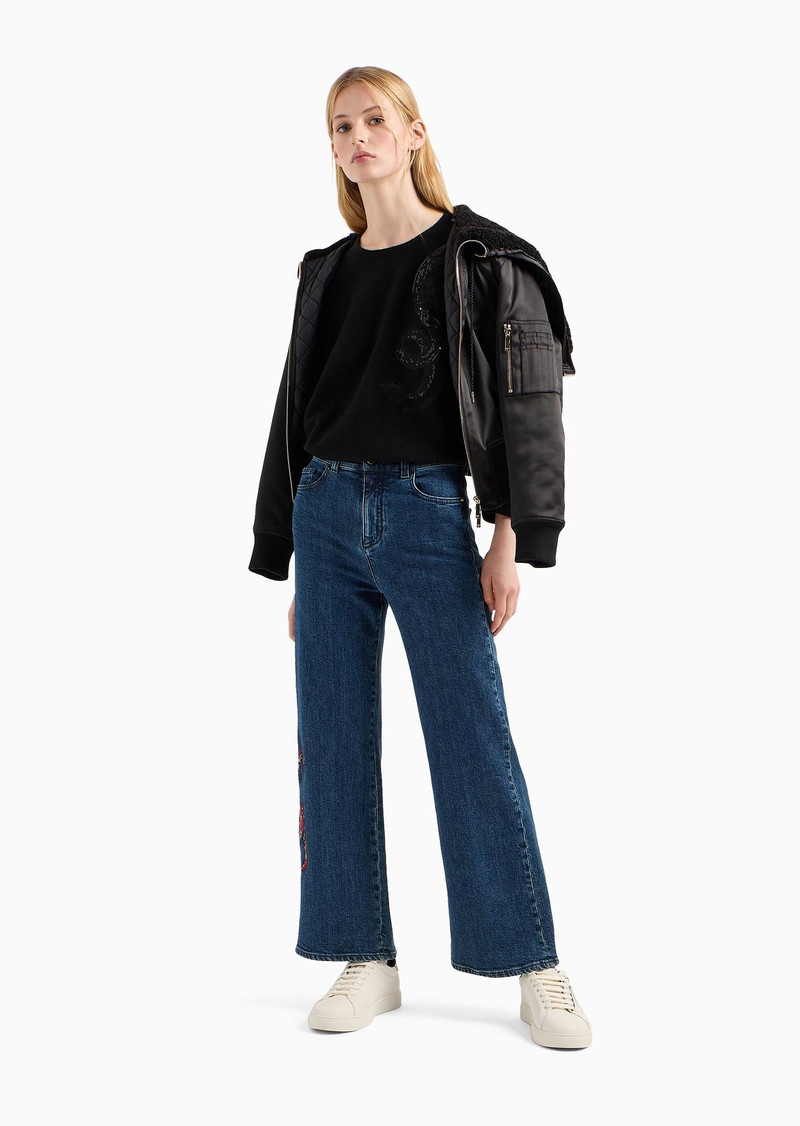EMPORIO ARMANI Virgin-wool and cashmere jumper with dragon embroidery outlook