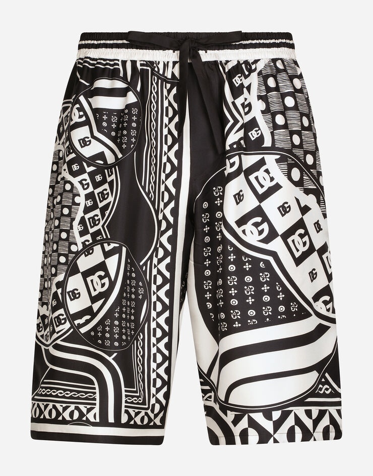 Silk twill jogging shorts with bandanna print - 3