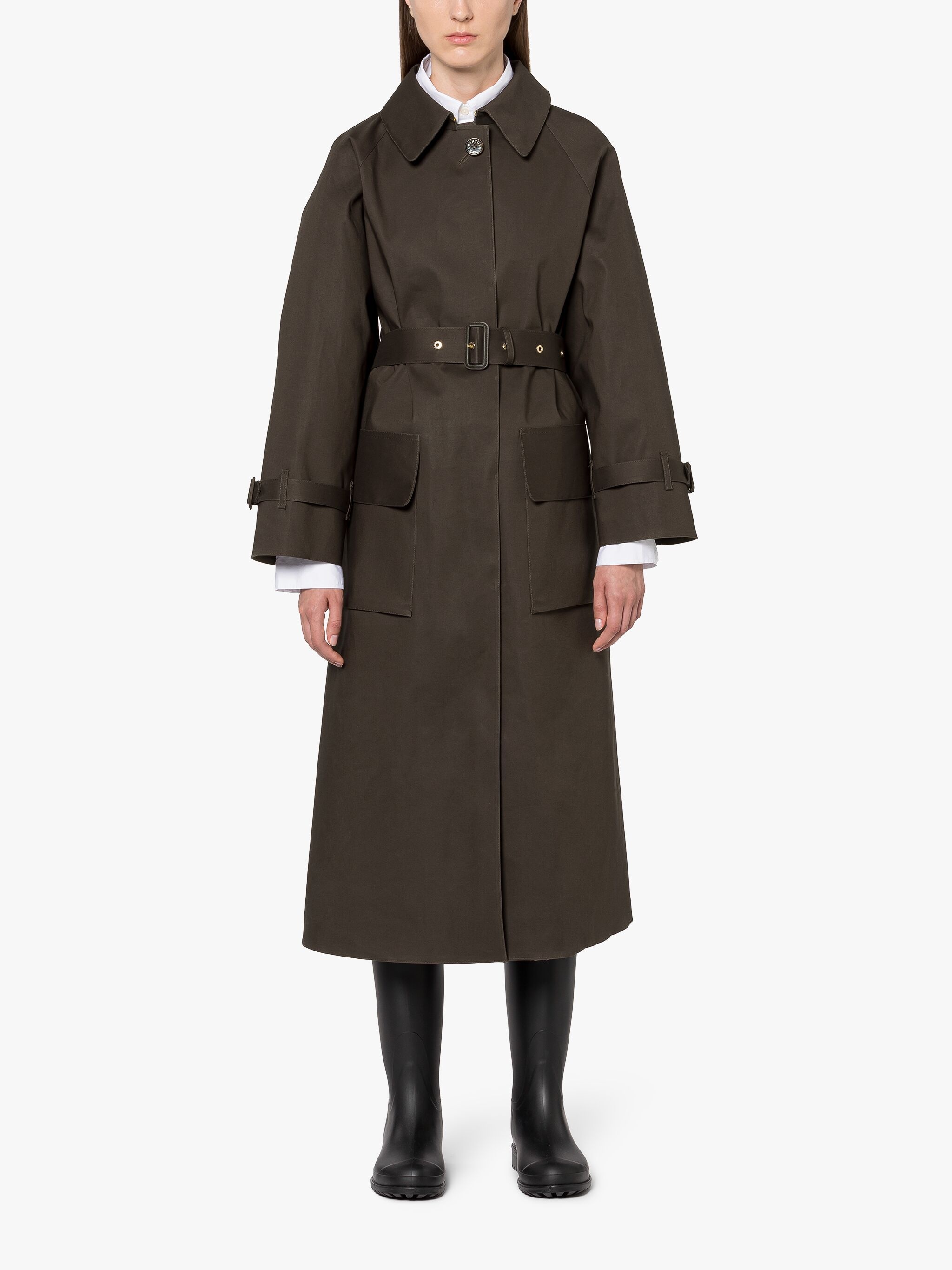 KELVIN CHOCOLATE BONDED WOOL TRENCH COAT - 3