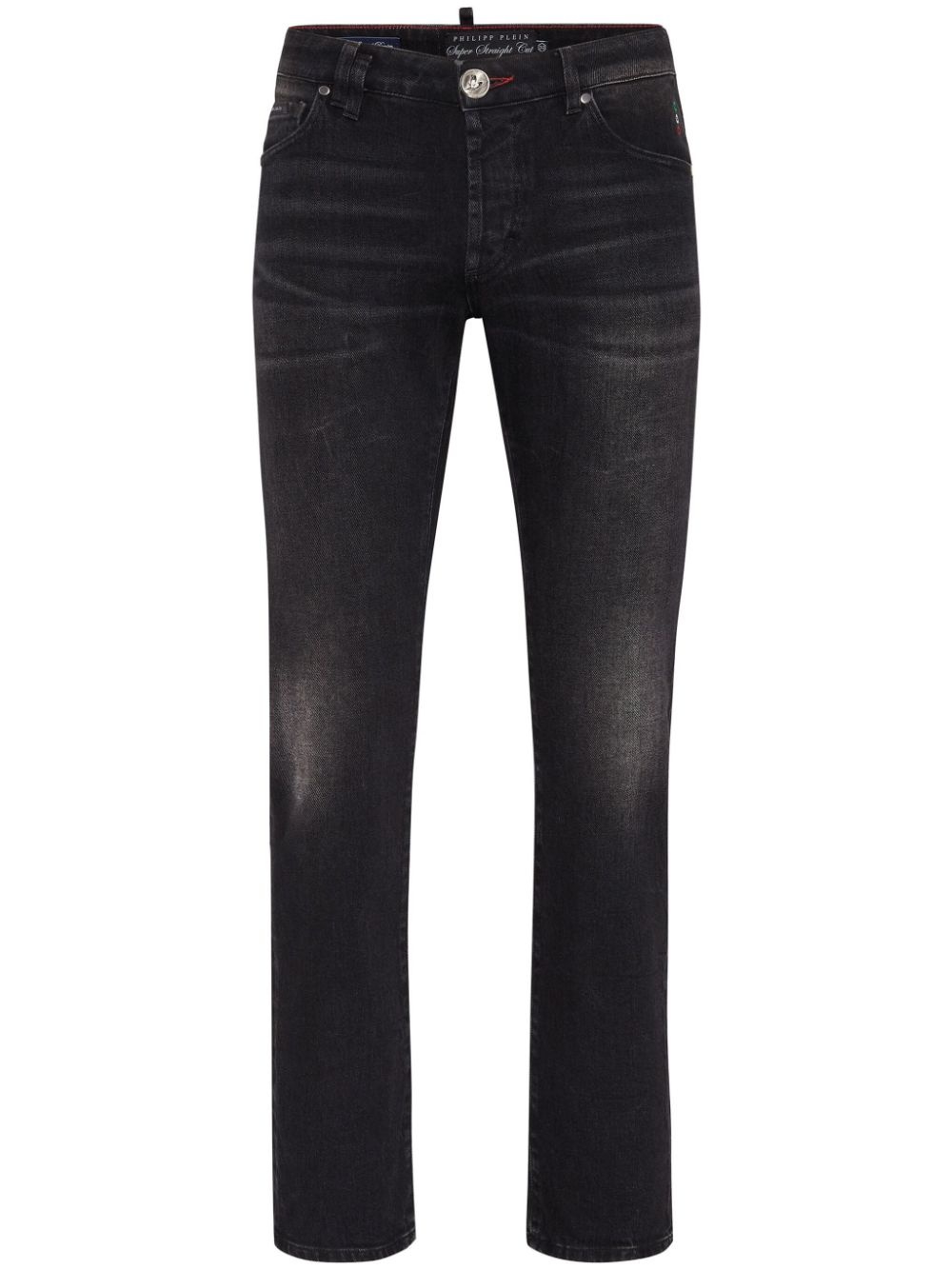 patch-detail straight cut jeans - 1