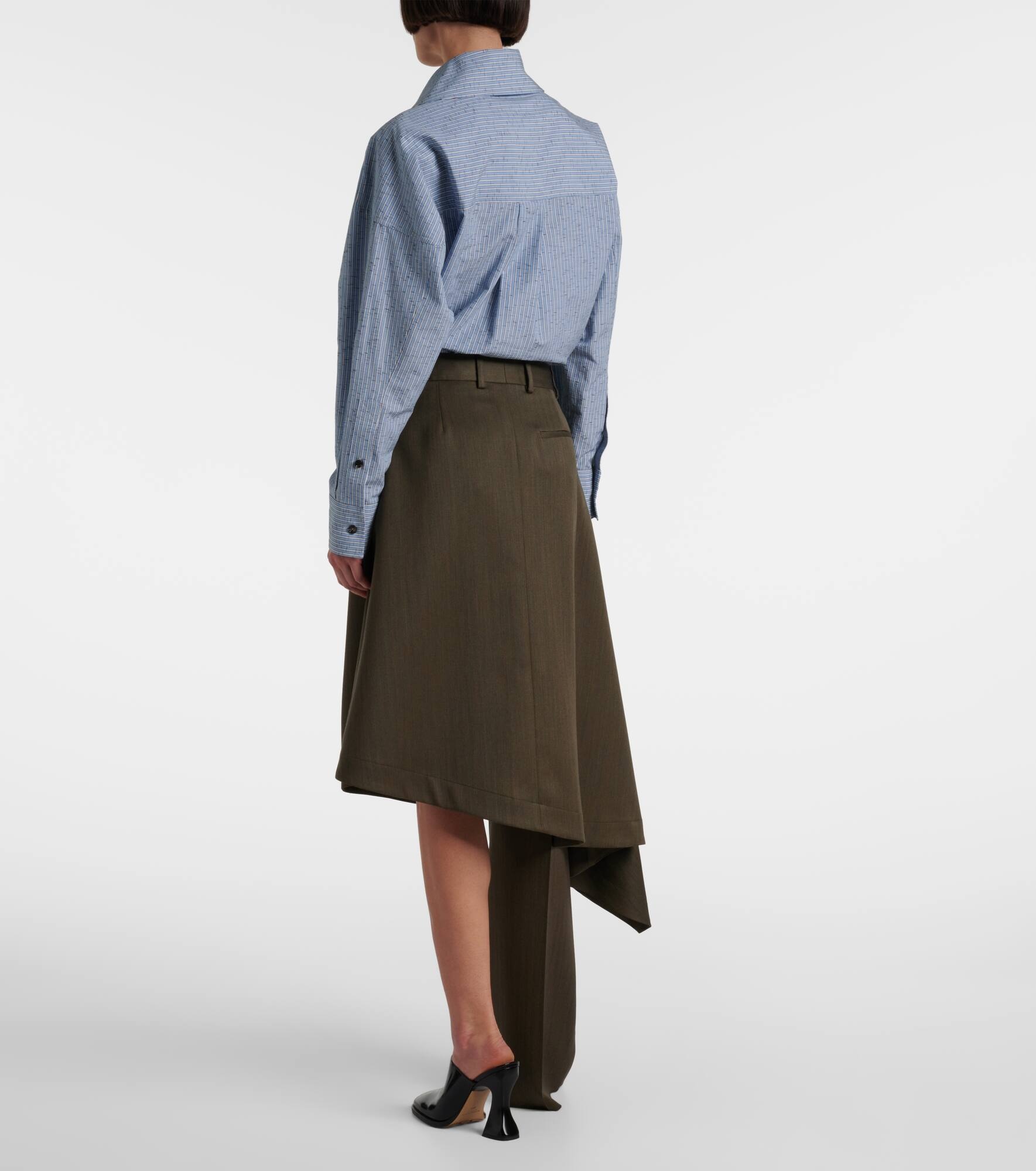 Asymmetric wool midi skirt - 3