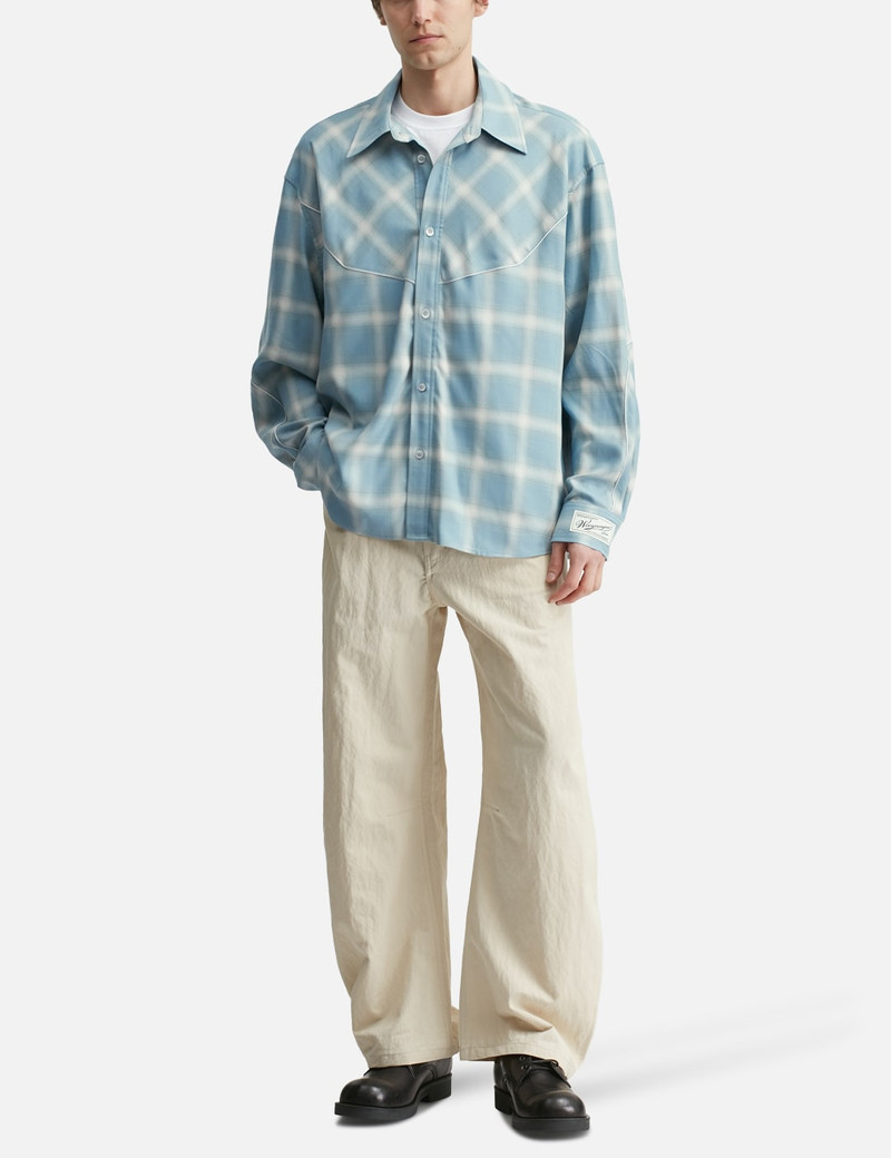 Wooyoungmi BLUE GRADIENT CHECK WESTERN SHIRT outlook