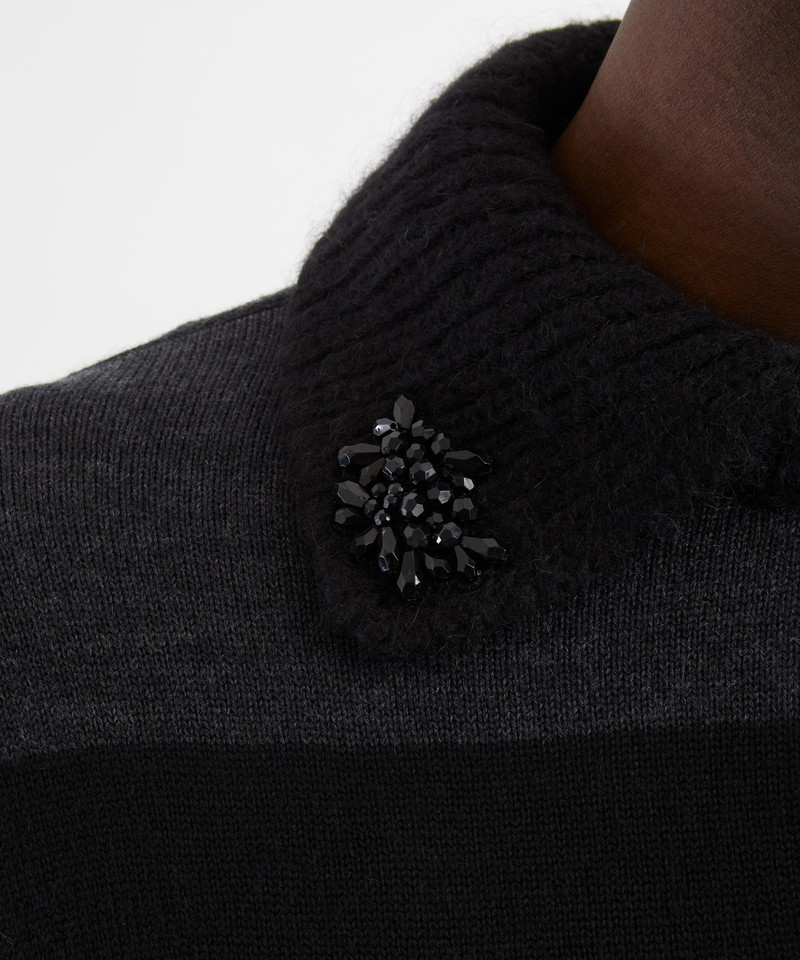 Embellished Fuzzy Collar Rugby Jumper 5