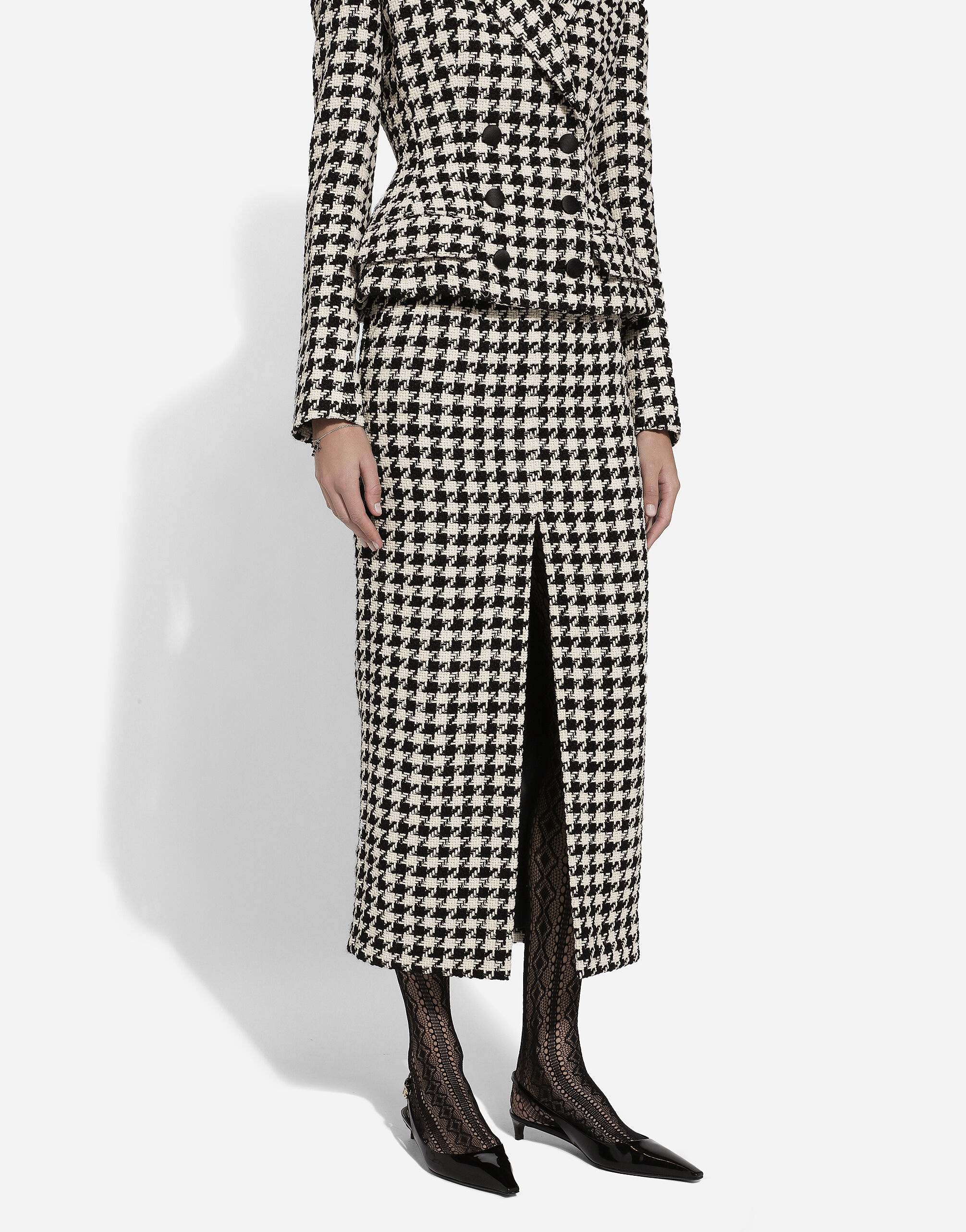 Long macro-houndstooth skirt - 4
