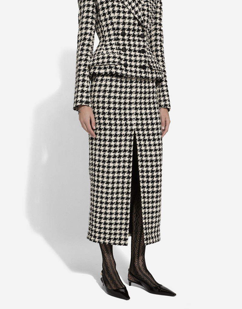 Long macro-houndstooth skirt 4