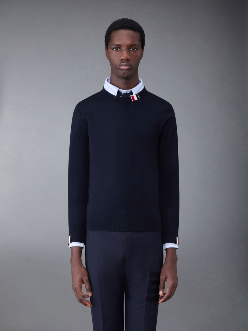 Fine Merino Jersey Stripe Relaxed Crew Neck Pullover - 1