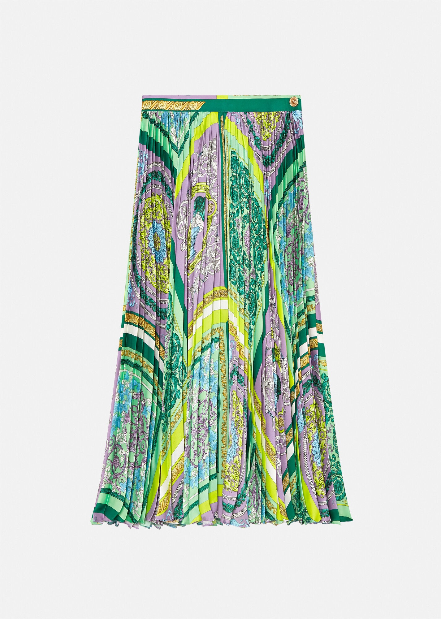 Barocco Mosaic Print Pleated Midi Skirt - 1