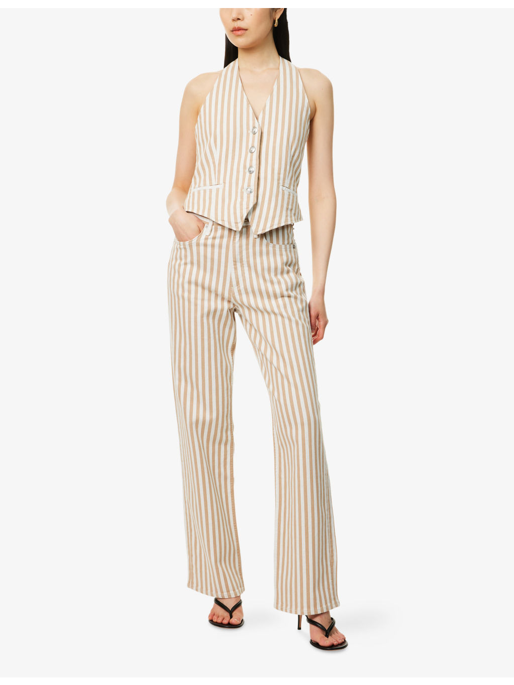Shea High-Rise Relaxed Straight-Leg Cotton-Blend Trousers - 2
