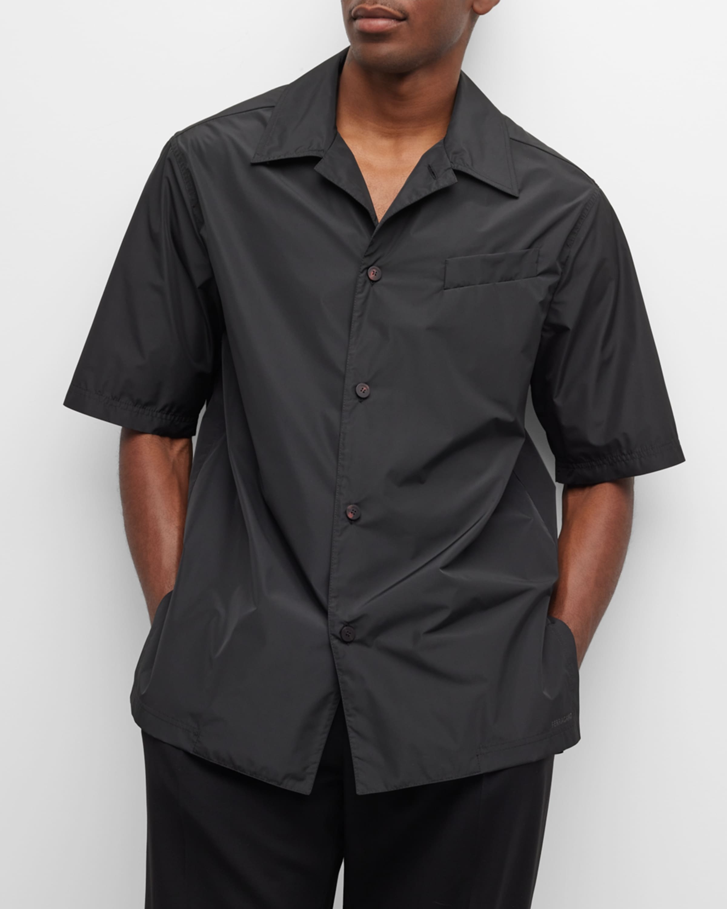 Men's Solid Taffeta Camp Shirt - 4