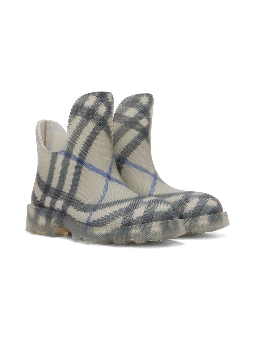 Gray Check Rubber Marsh Low Rain Boots - 4
