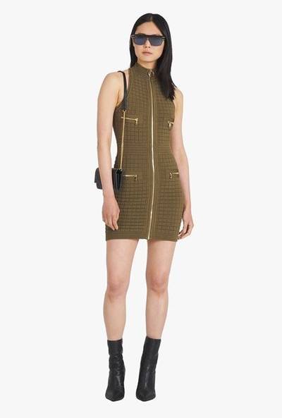 Balmain Short khaki knit dress outlook