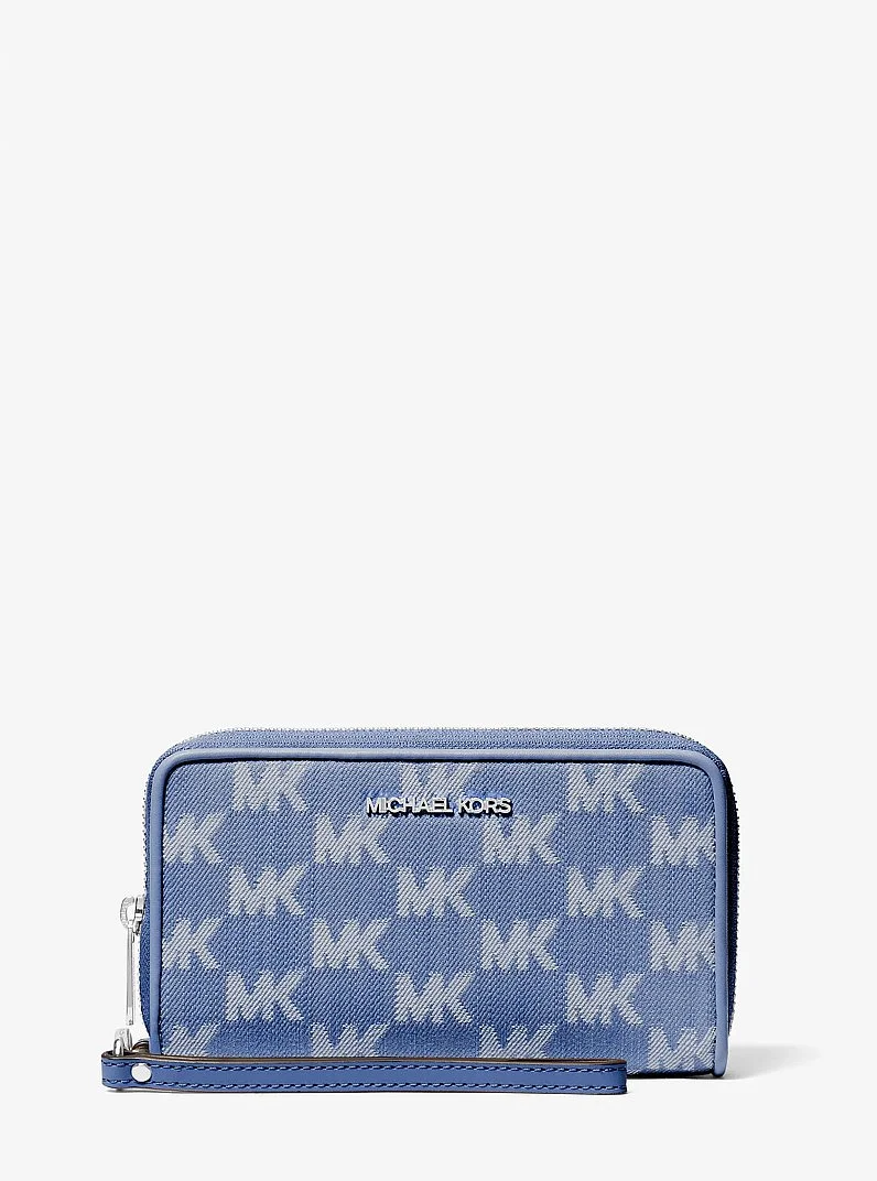 Jet Set Travel Large Logo Jacquard Denim Smartphone Wristlet - 1