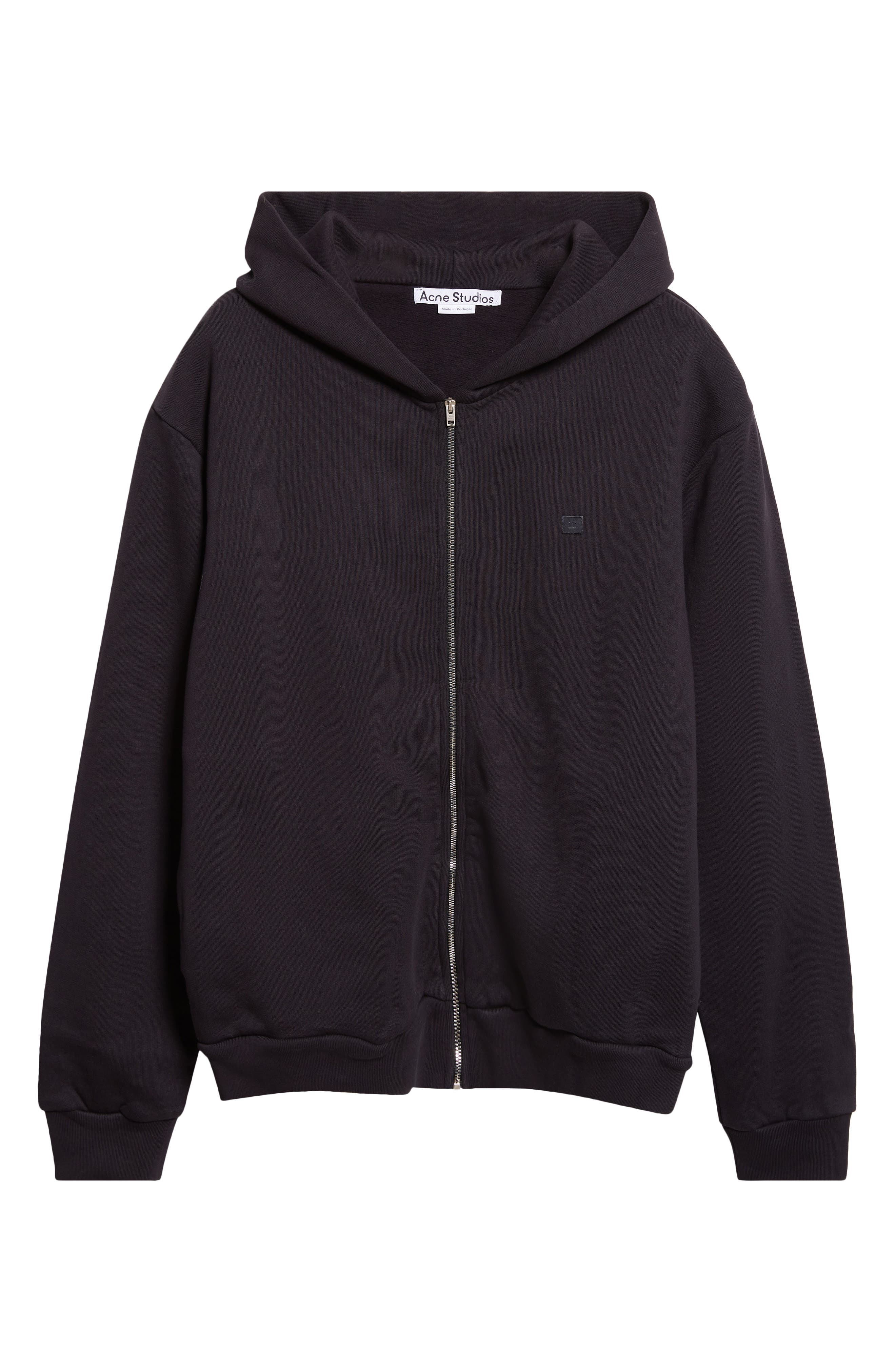 Acne Studios Fupiter Face Patch Fleece Zip Hoodie in Black at Nordstrom - 6