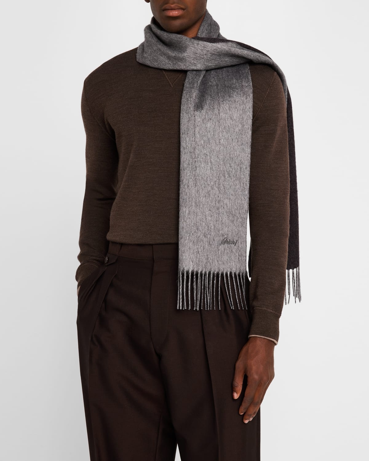Men's Fringe Silk Cashmere Scarf - 3