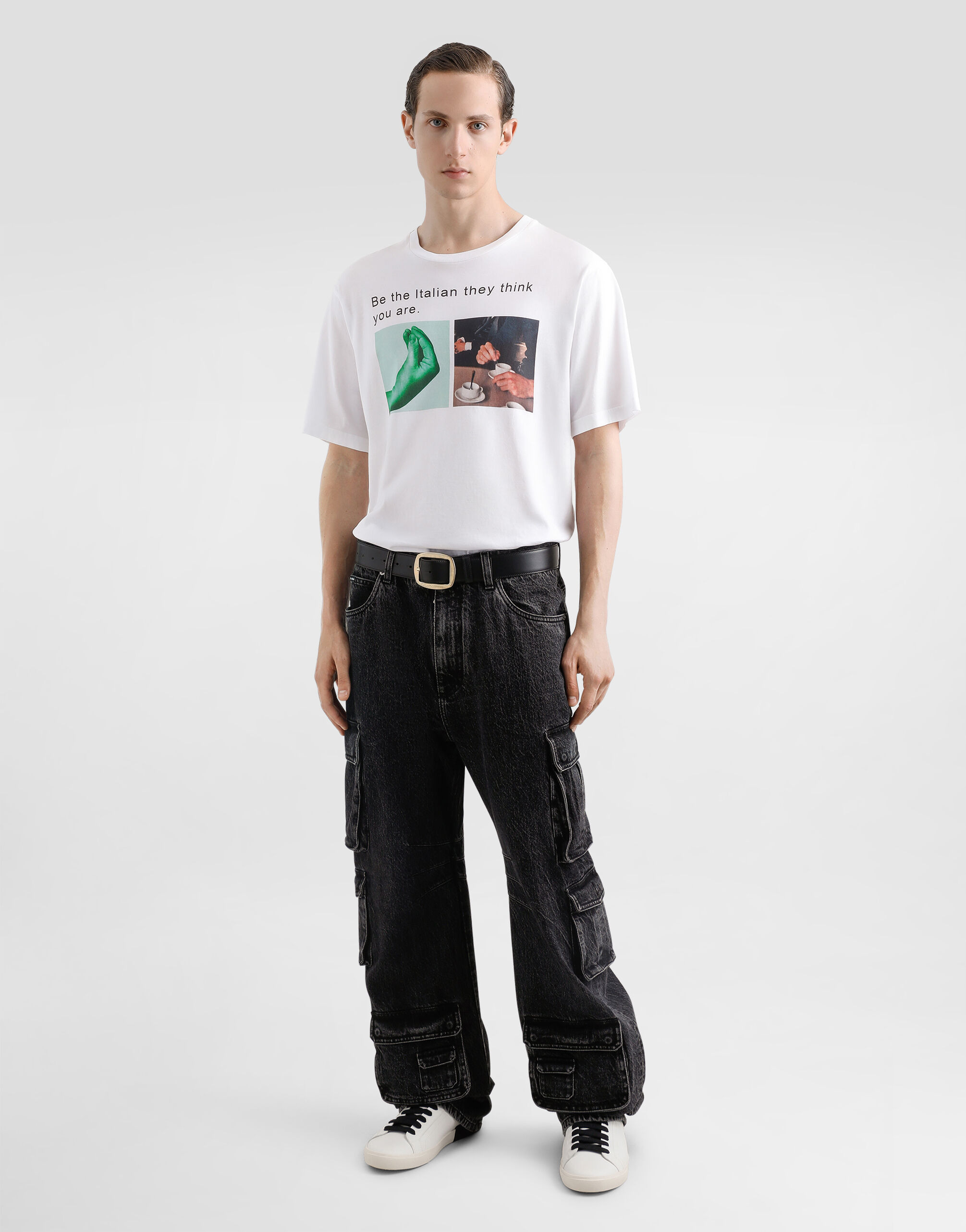 Cotton T-shirt with hand and coffee print - 2