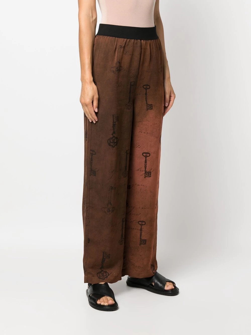 key-print high-waisted trousers - 3