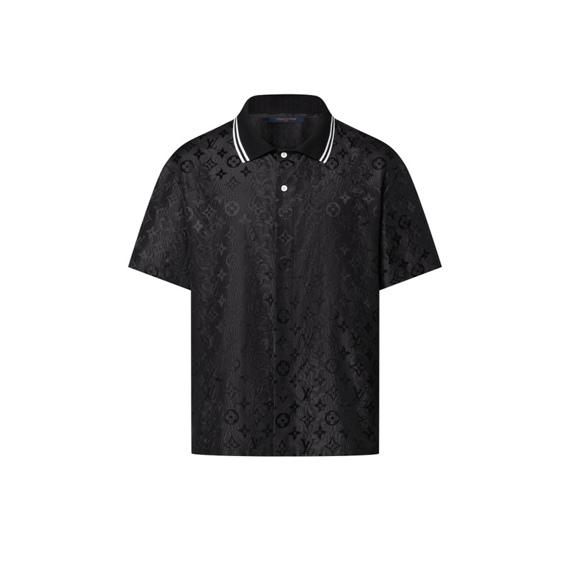 Monogram Moire Jacquard 반바지 소매 실크 셔츠 - 1
