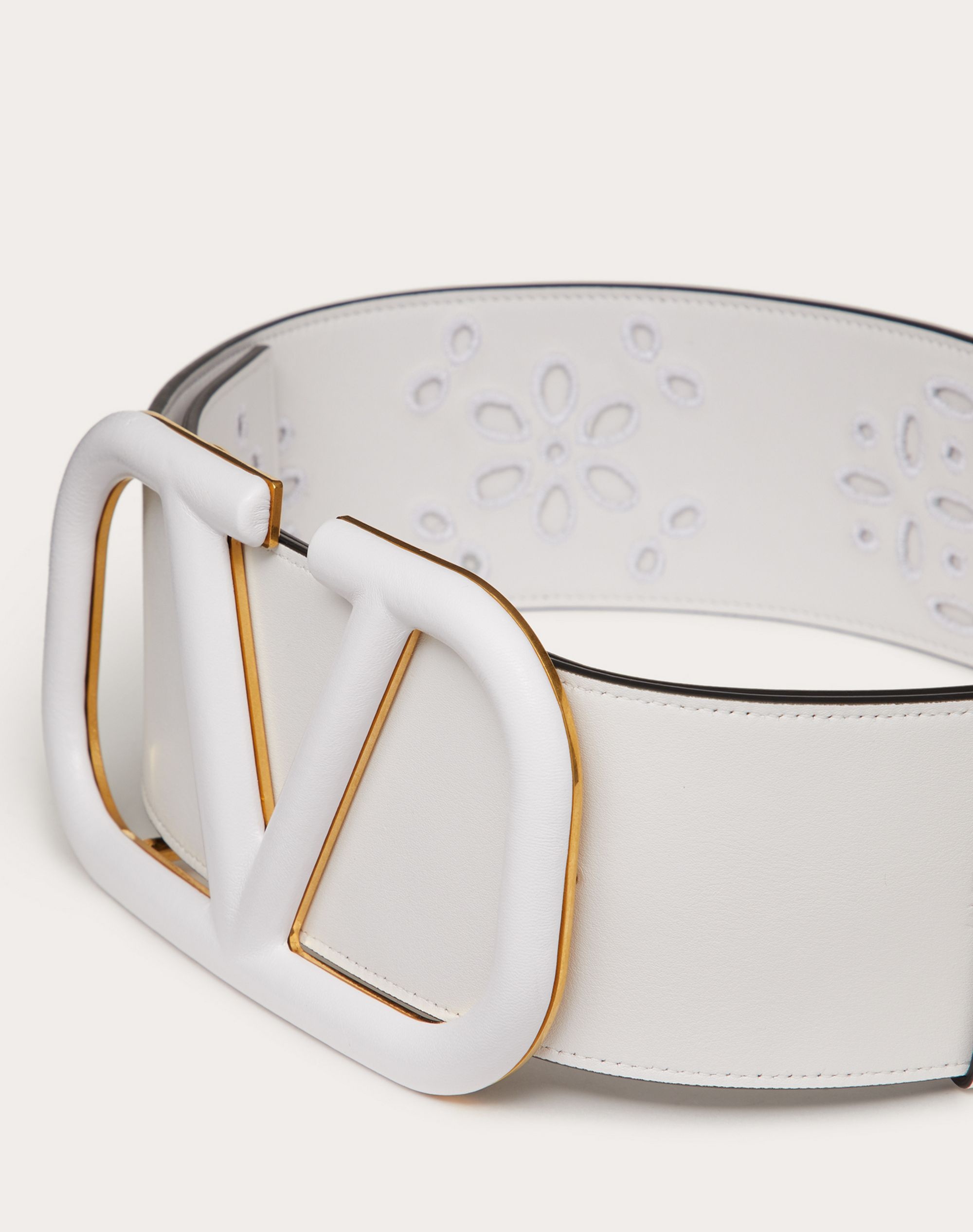 VLOGO SIGNATURE BELT IN CALFSKIN WITH SAN GALLO EMBROIDERY 70 MM - 4
