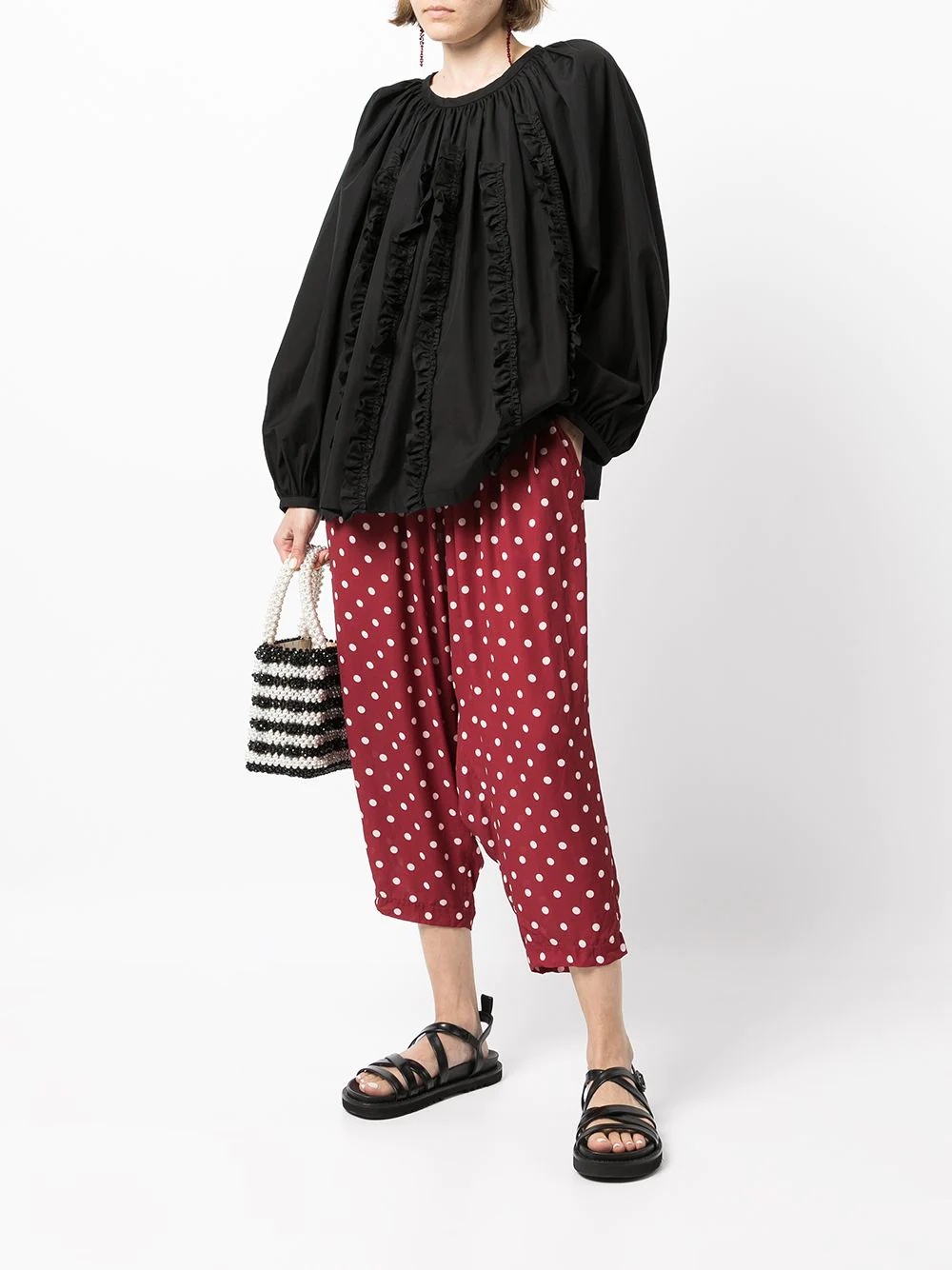 polka-dot print cropped trousers - 2