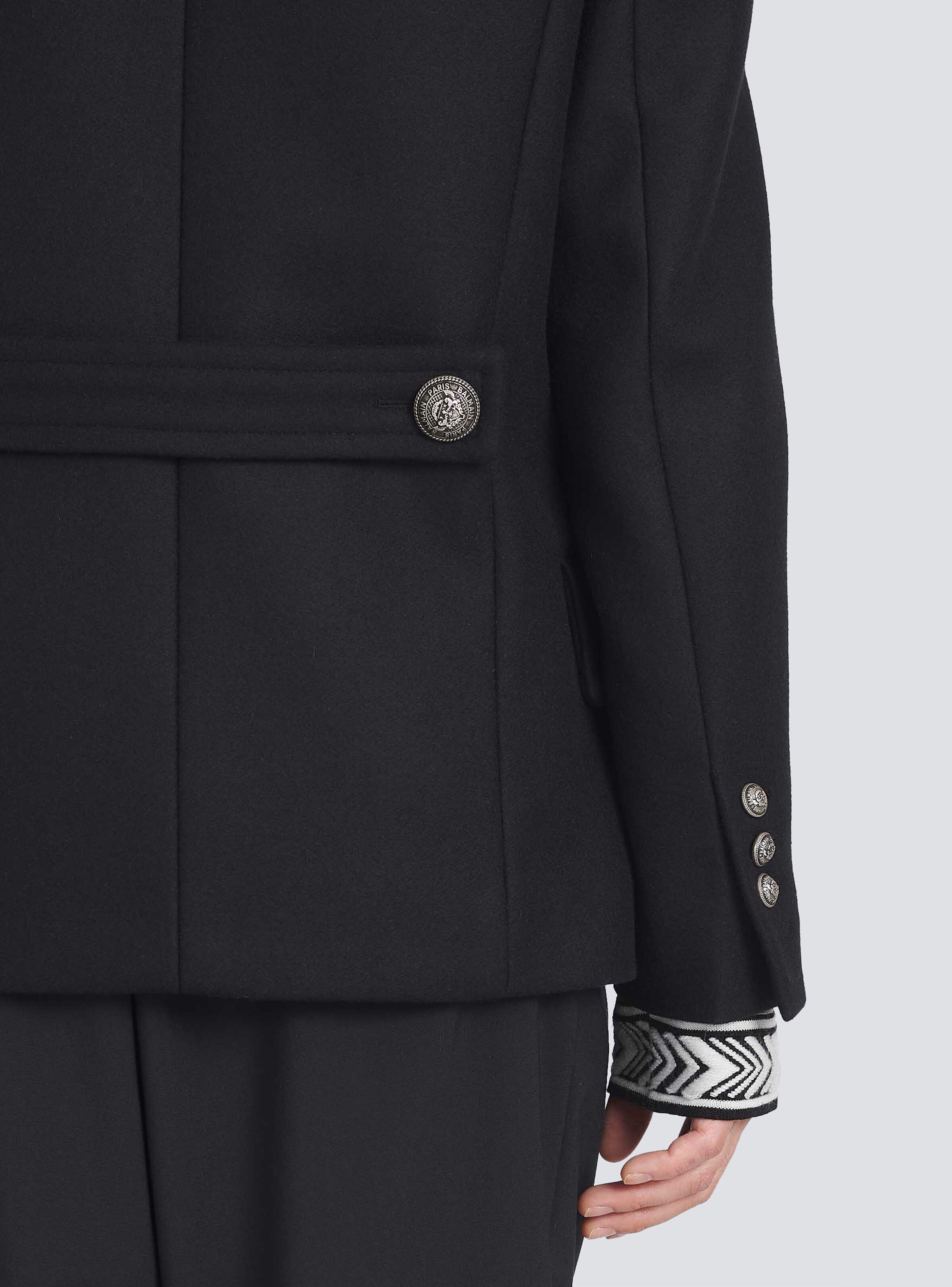 Wool pea coat with double-breasted silver-tone buttoned fastening - 7