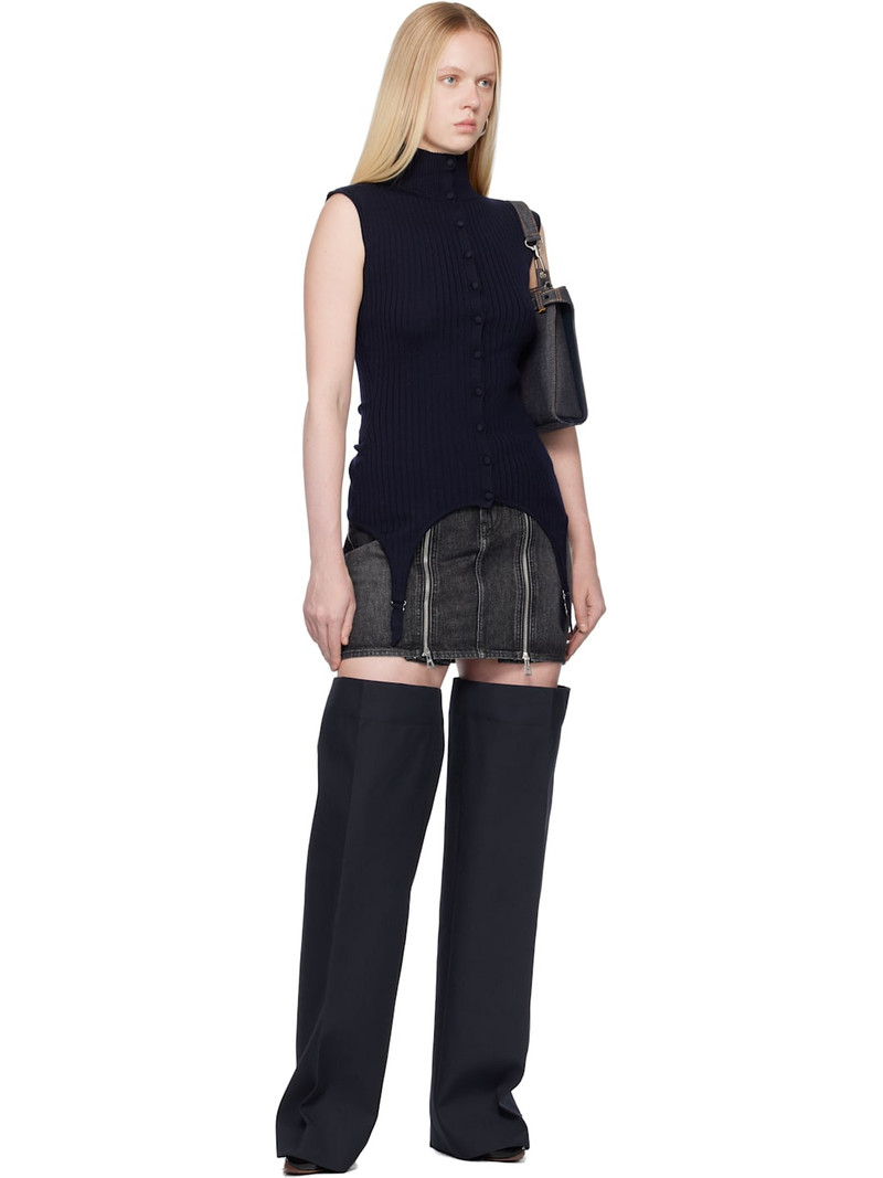 Jean Paul Gaultier Black Front Zipped Denim Miniskirt outlook
