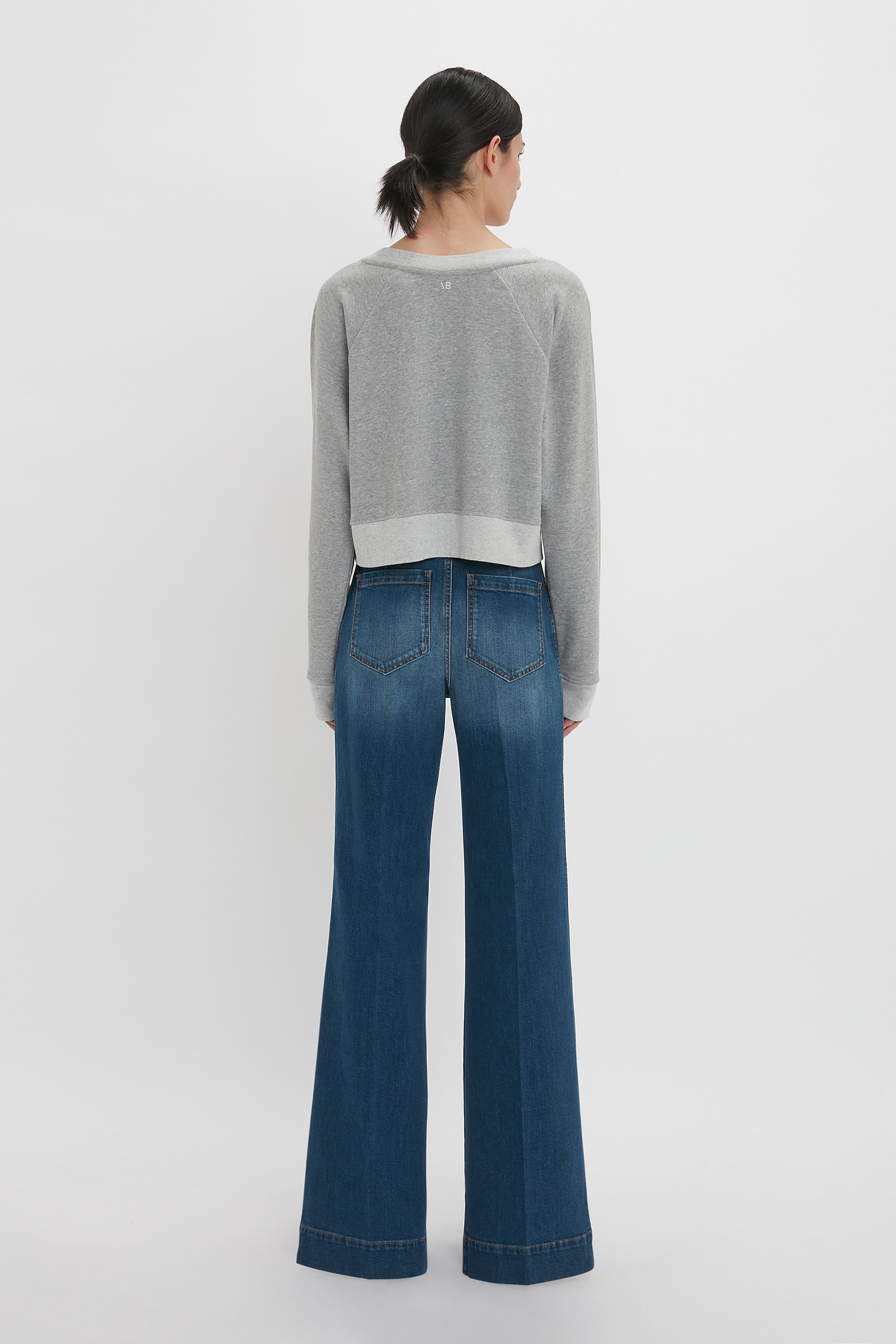 Cropped Sweatshirt In Grey Marl - 4