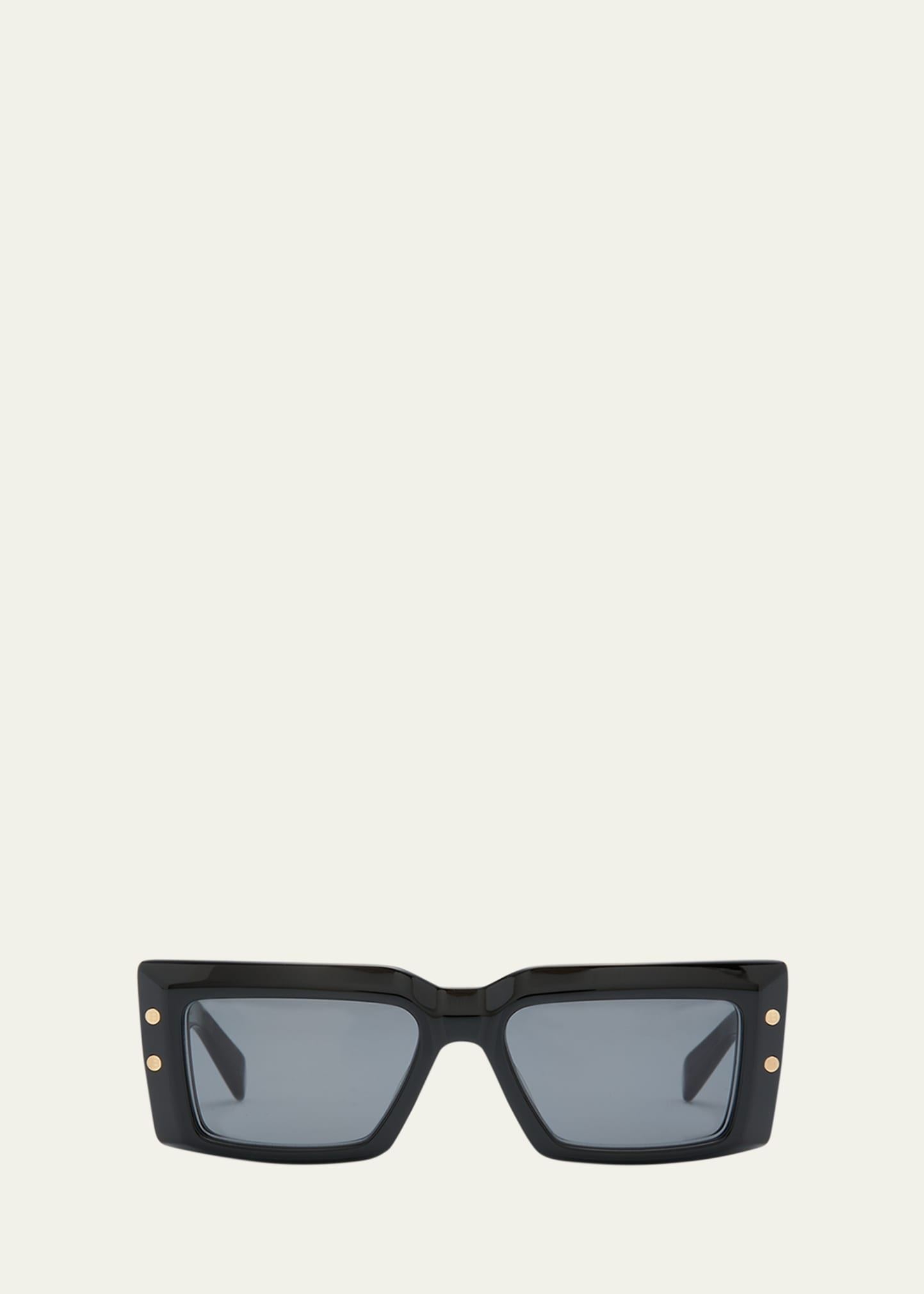 Imperial Black Acetate & Titanium Rectangle Sunglasses - 1