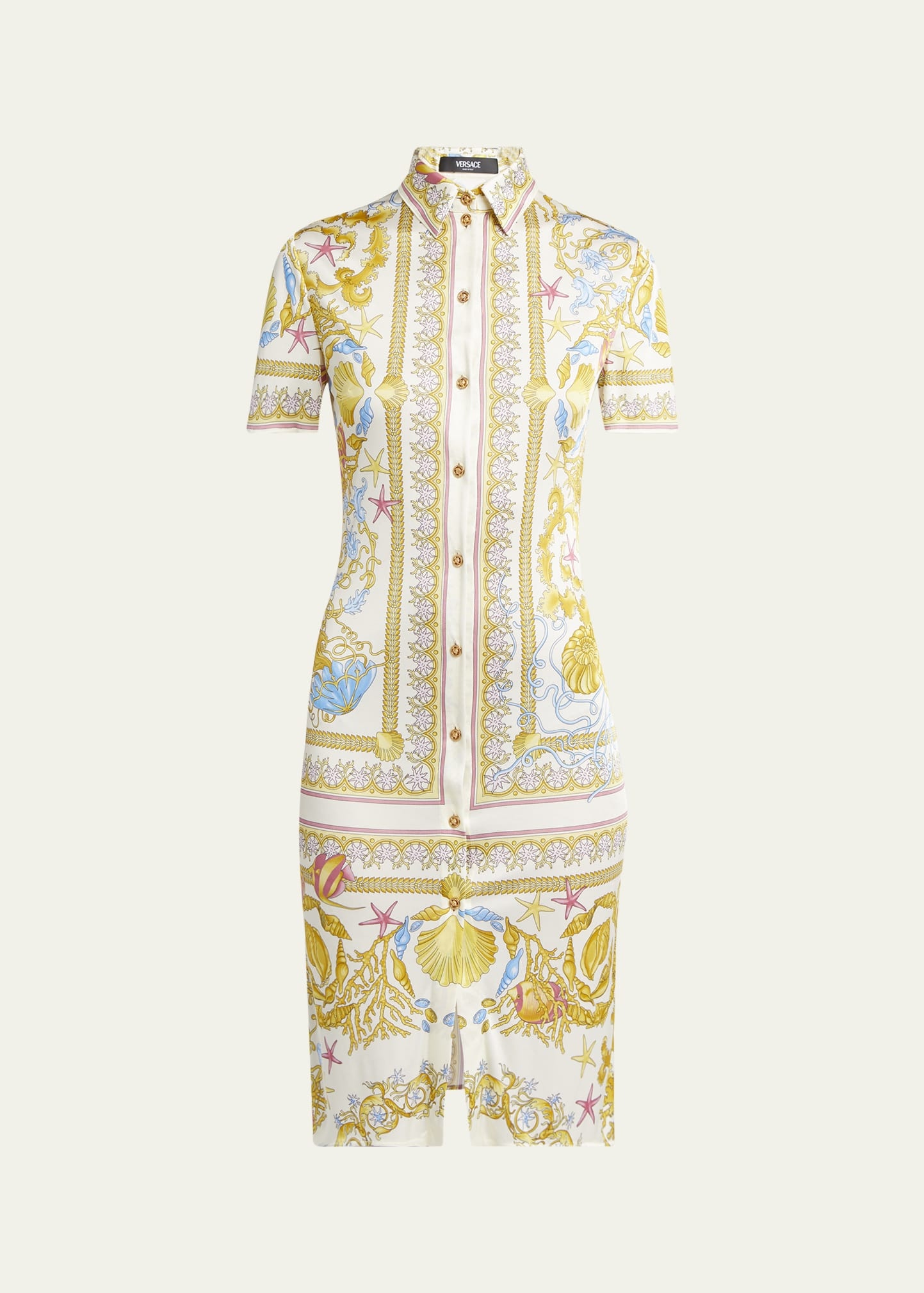 Underwater Baroque-Print Jersey Shirtdress - 1
