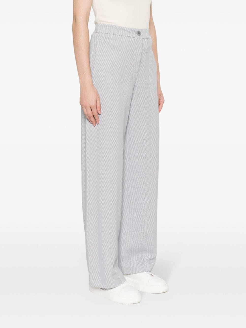 chevron-stitch straight-leg trousers - 3