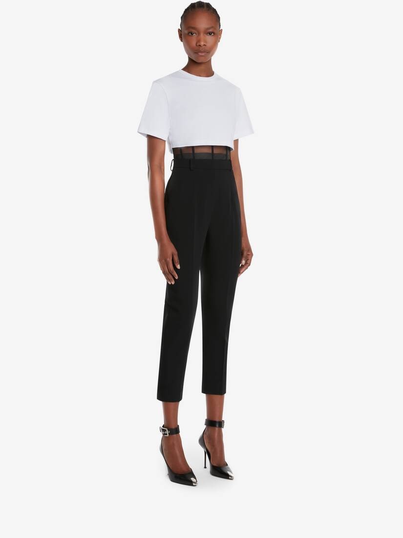 Women's Corset T-shirt in White/black - 3