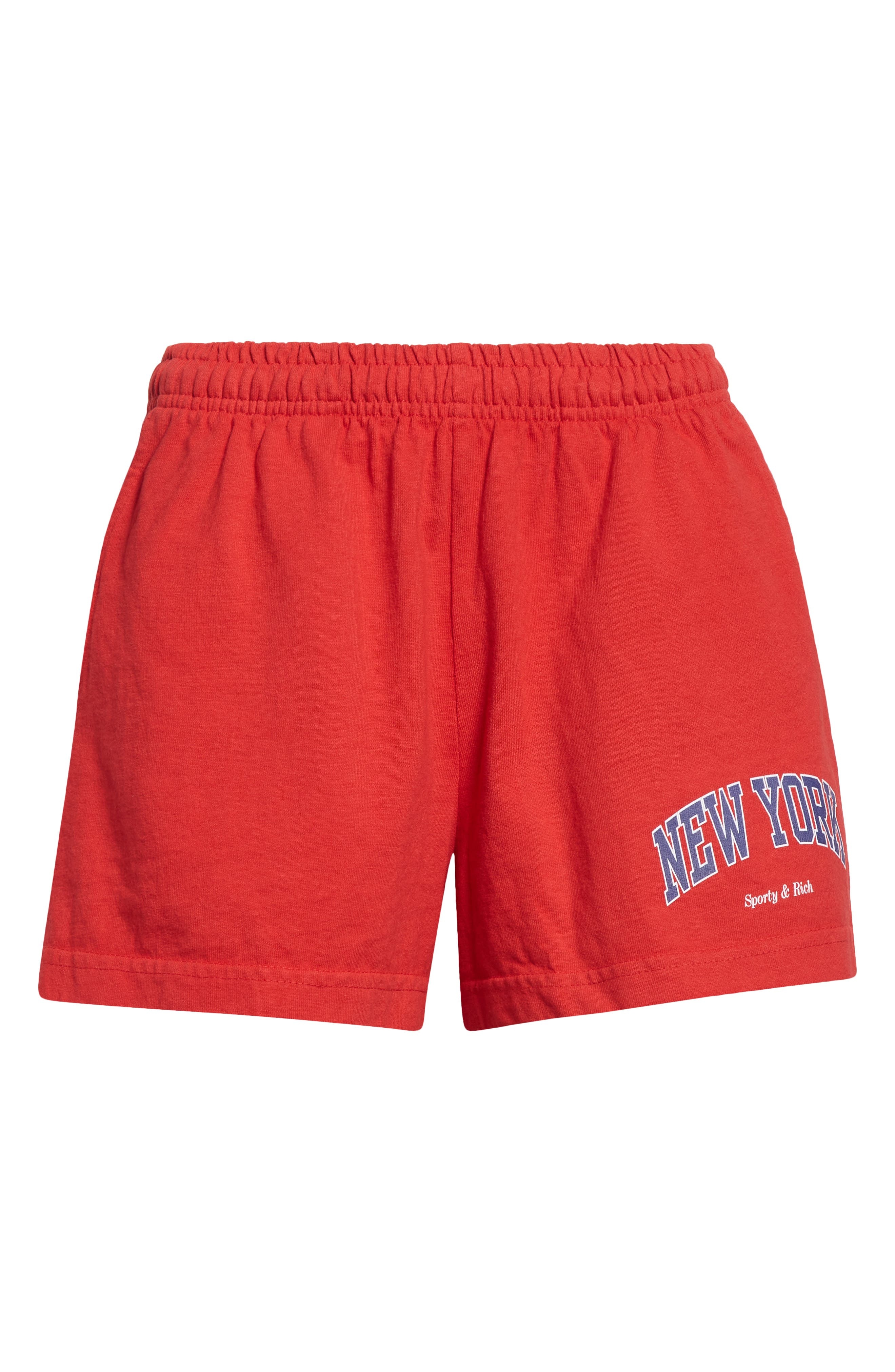 Sporty & Rich New York Ivy Disco Graphic Cotton Sweat Shorts in Ruby at Nordstrom - 5