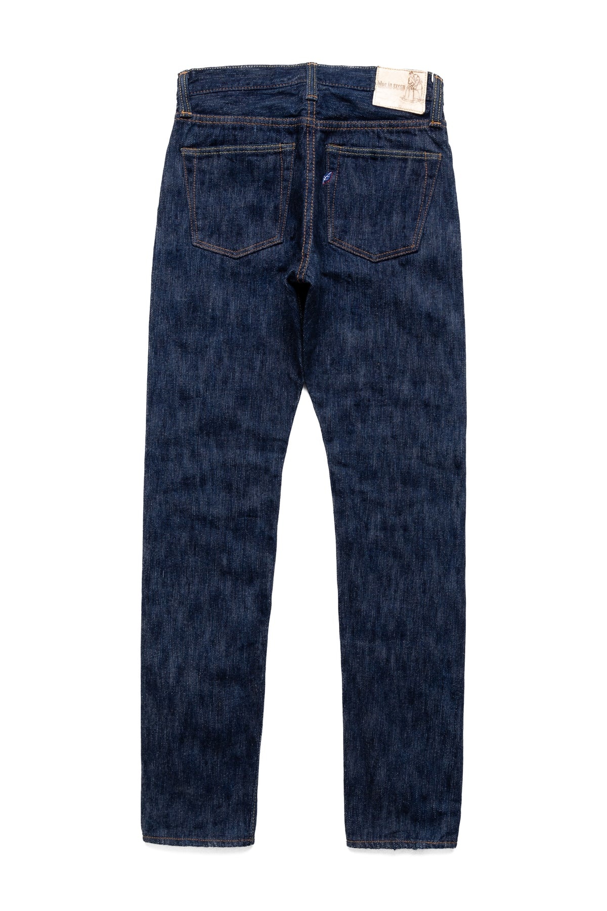 KS-15oz-019 Kasuri Denim Relax Tapered Jeans Blue In Green Version - 2