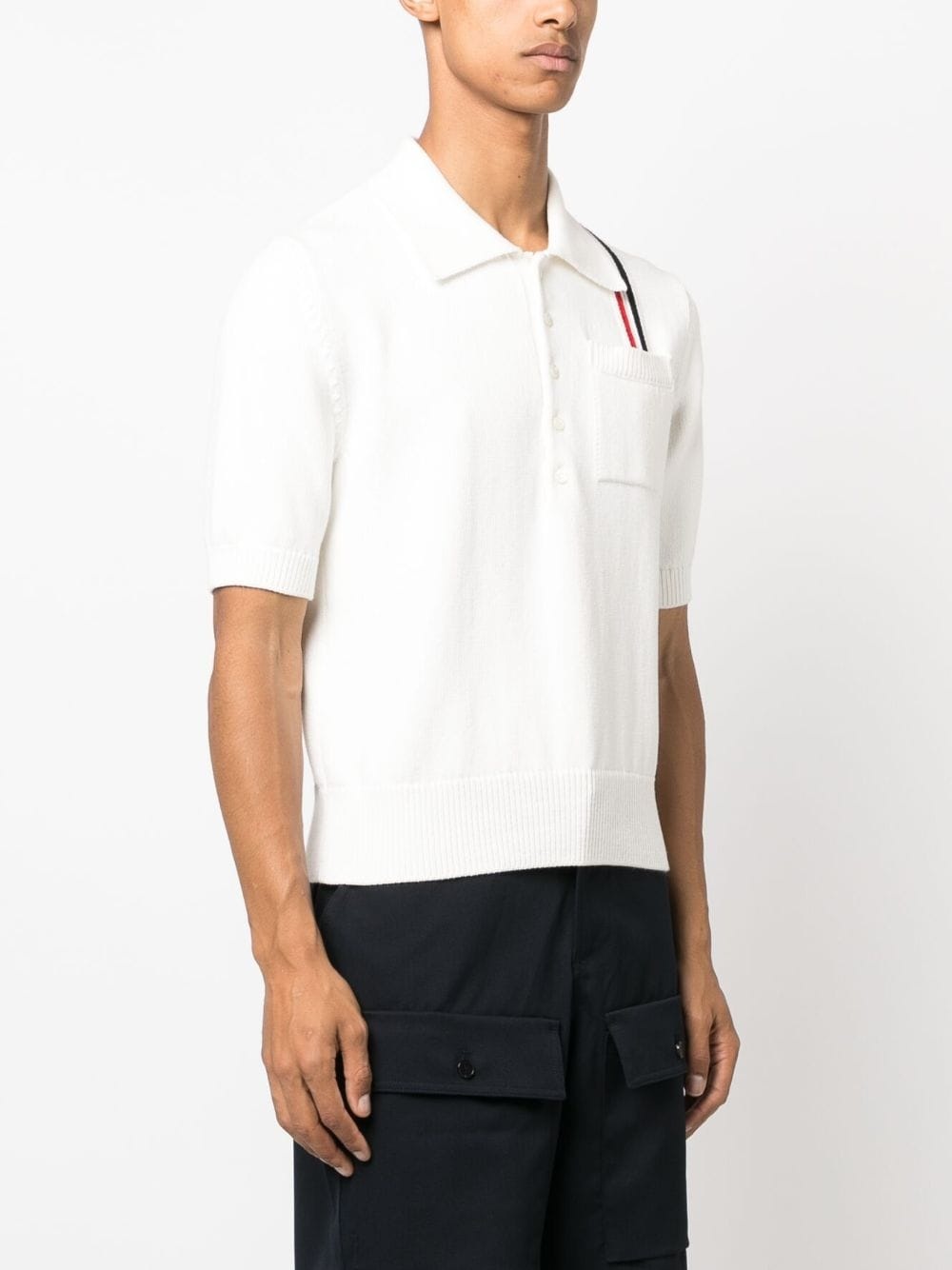 RWB stripe knitted polo shirt - 3