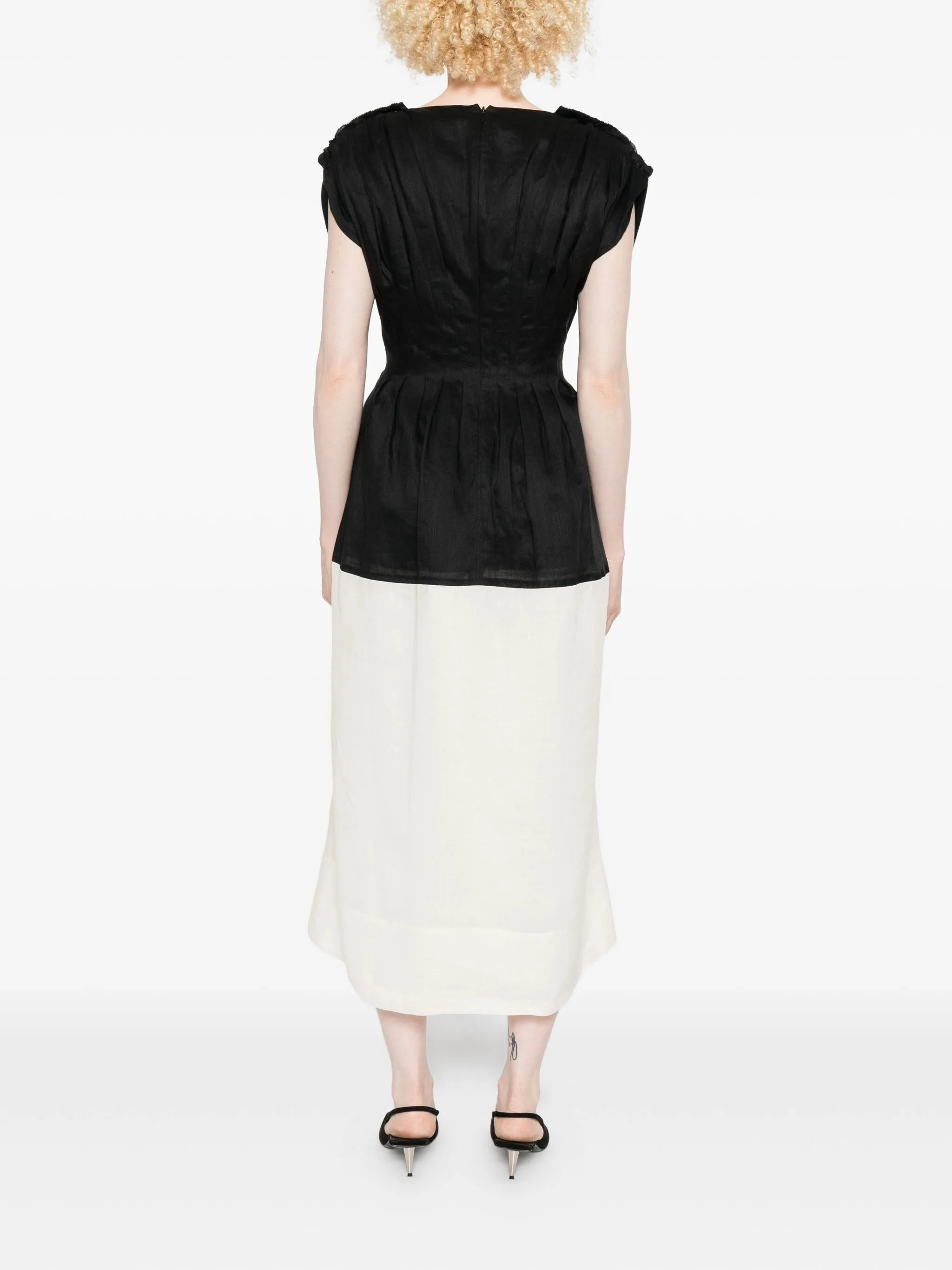Sea Pleated V-neck Mini Dress - 3