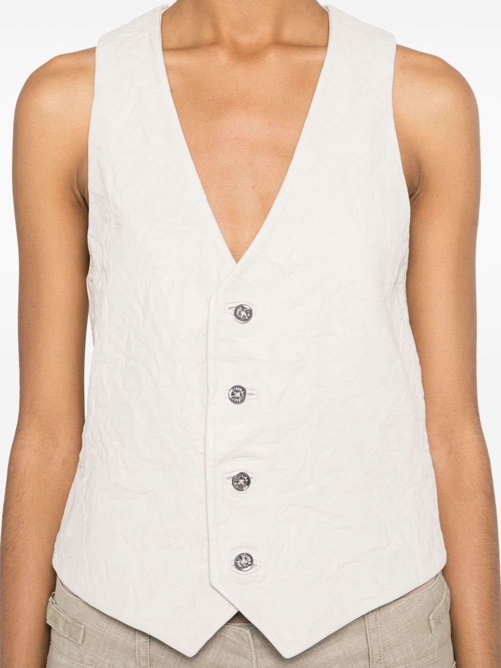 Emilie crinkled leather waistcoat - 5