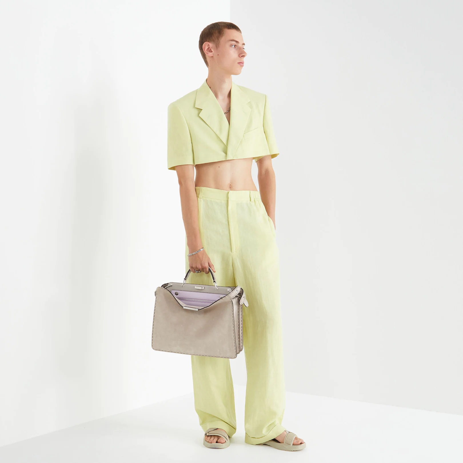 Beige suede and Cuoio Romano leather bag - 7