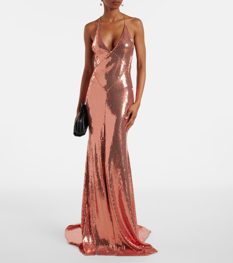ALEX PERRY Open-back sequined gown outlook